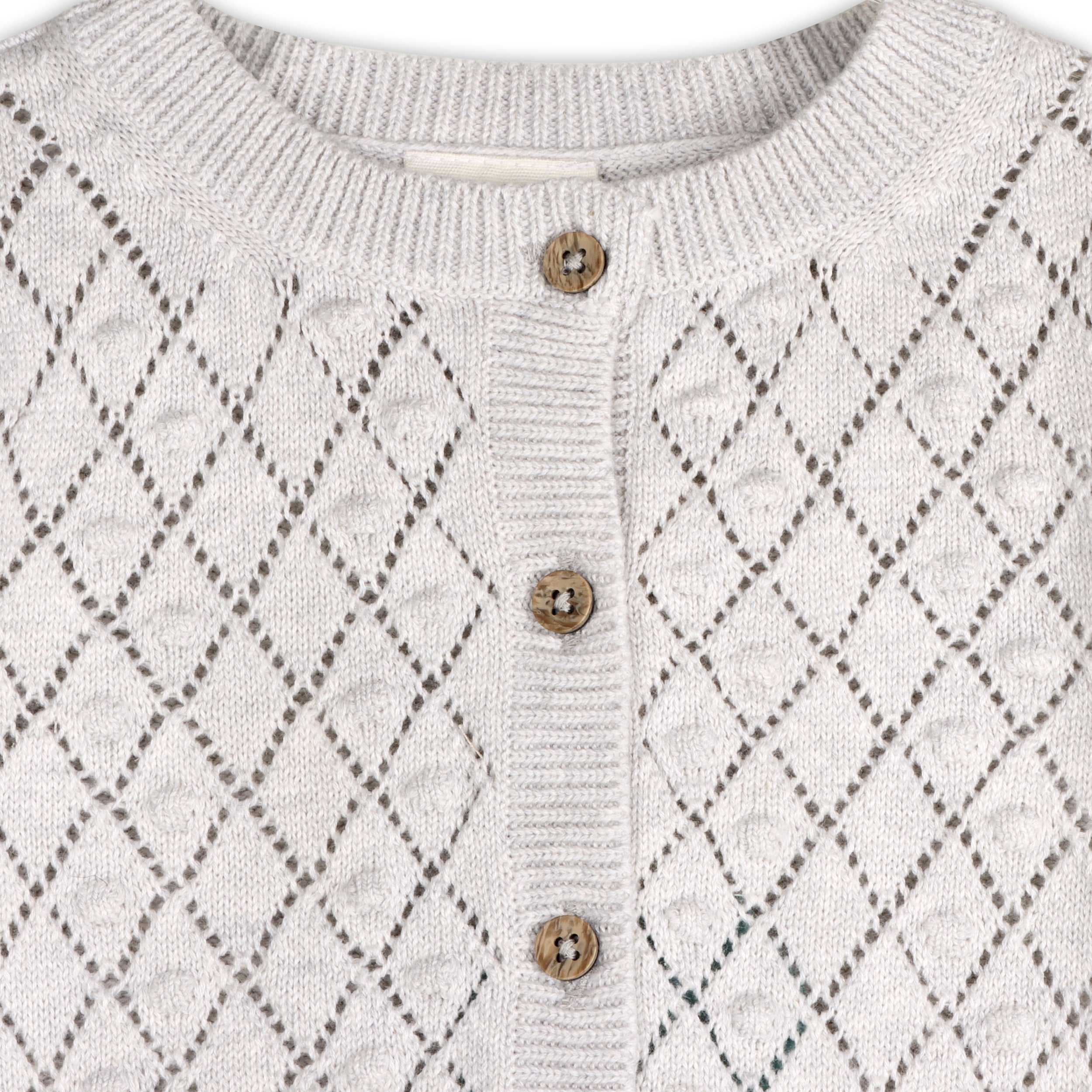 Dobby Pointelle Sweater Knit Baby Cardigan (Organic Cotton)