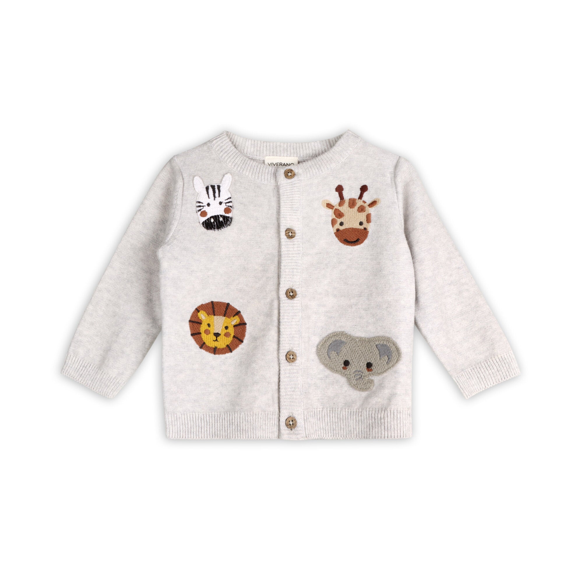 Animal Friends Embroidered Baby Cardigan Sweater (Organic Cotton)