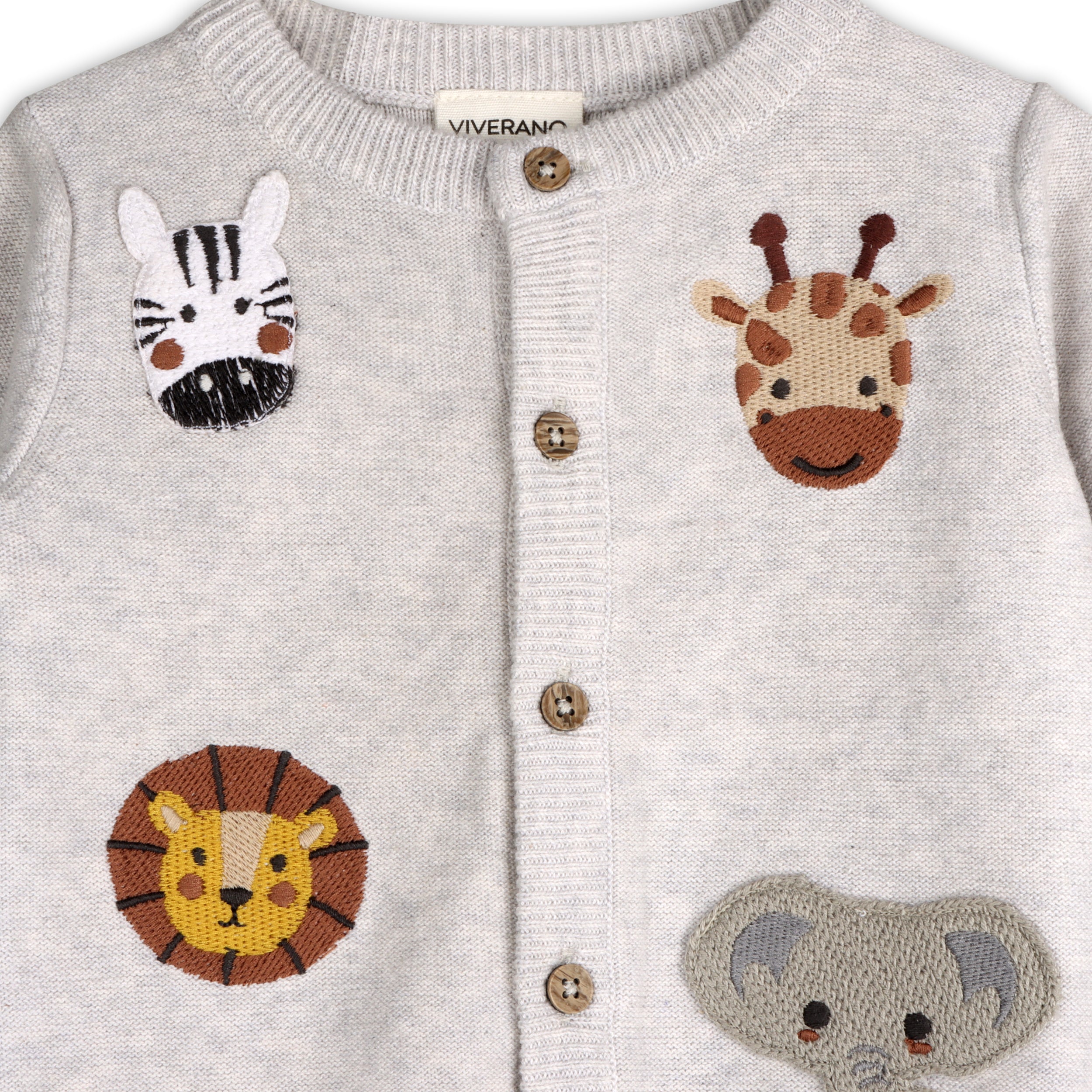 Animal Friends Embroidered Baby Cardigan Sweater (Organic Cotton)