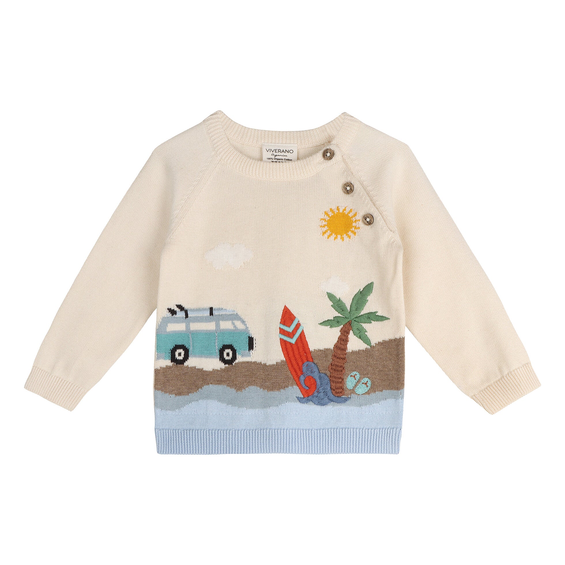 Surfs Up Jacquard Knit Baby Pullover (Organic Cotton)