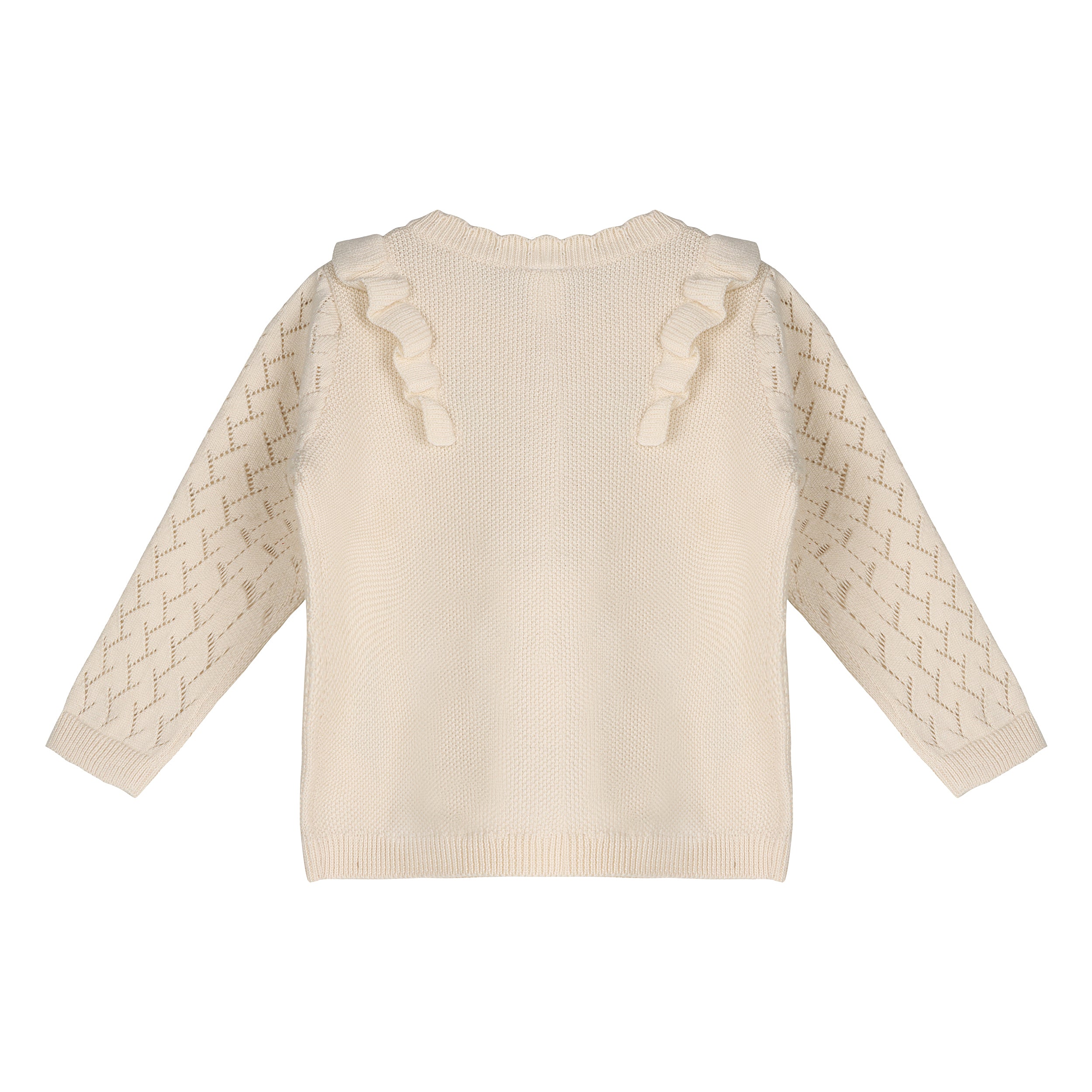  Ruffle Floral Embroidered Baby Sweater Knit Cardigan (Organic Cotton)