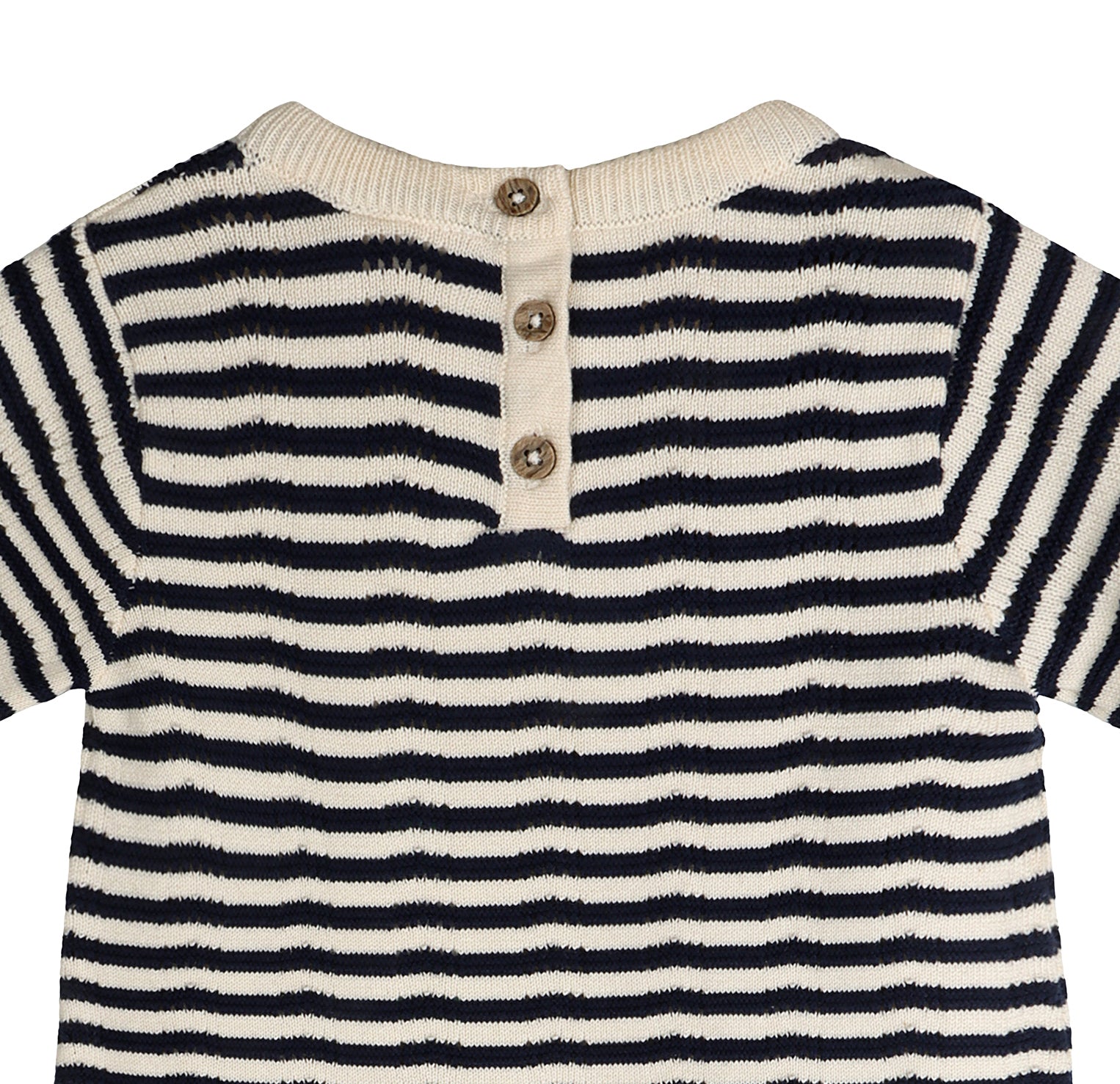 Pointelle & Navy Stripe Knit Tunic Dress & Bloomer Set (Organic Cotton)