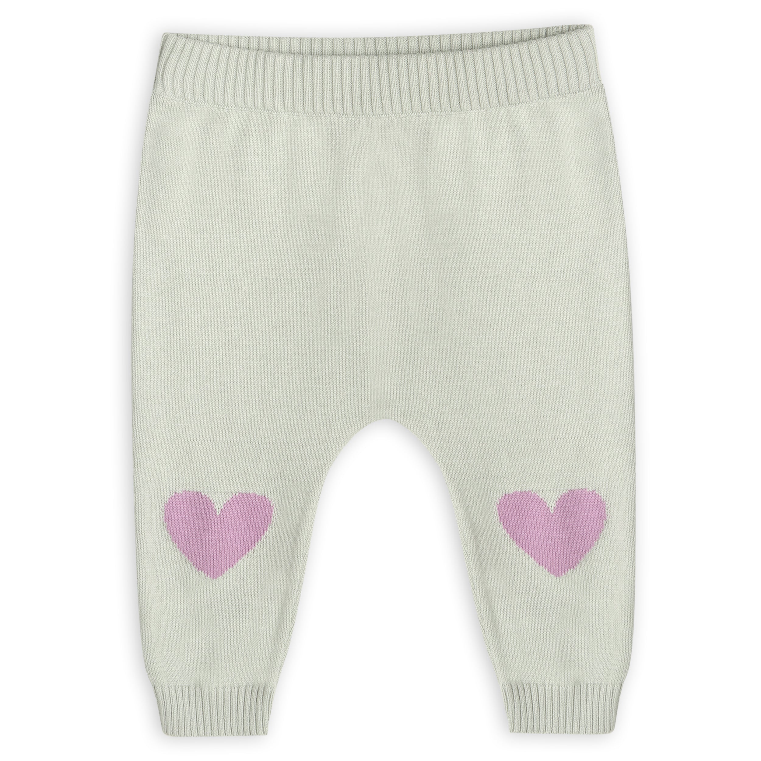 Fuzzy Flower & Heart Baby Sweater Knit Cardigan & Pants Set (Organic Cotton)