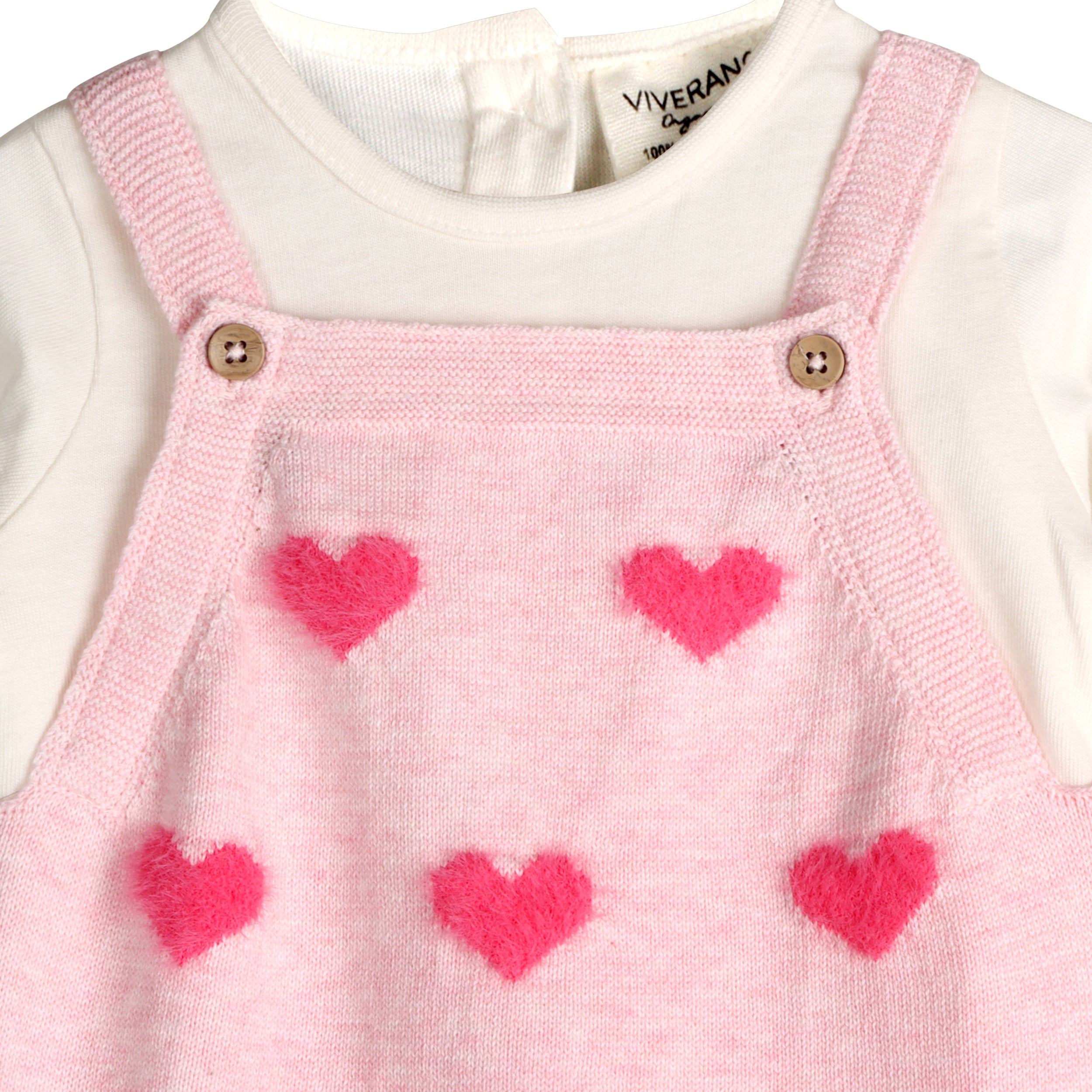 Fuzzy Hearts 3D Tunic Baby Knit Dress Set (Organic)