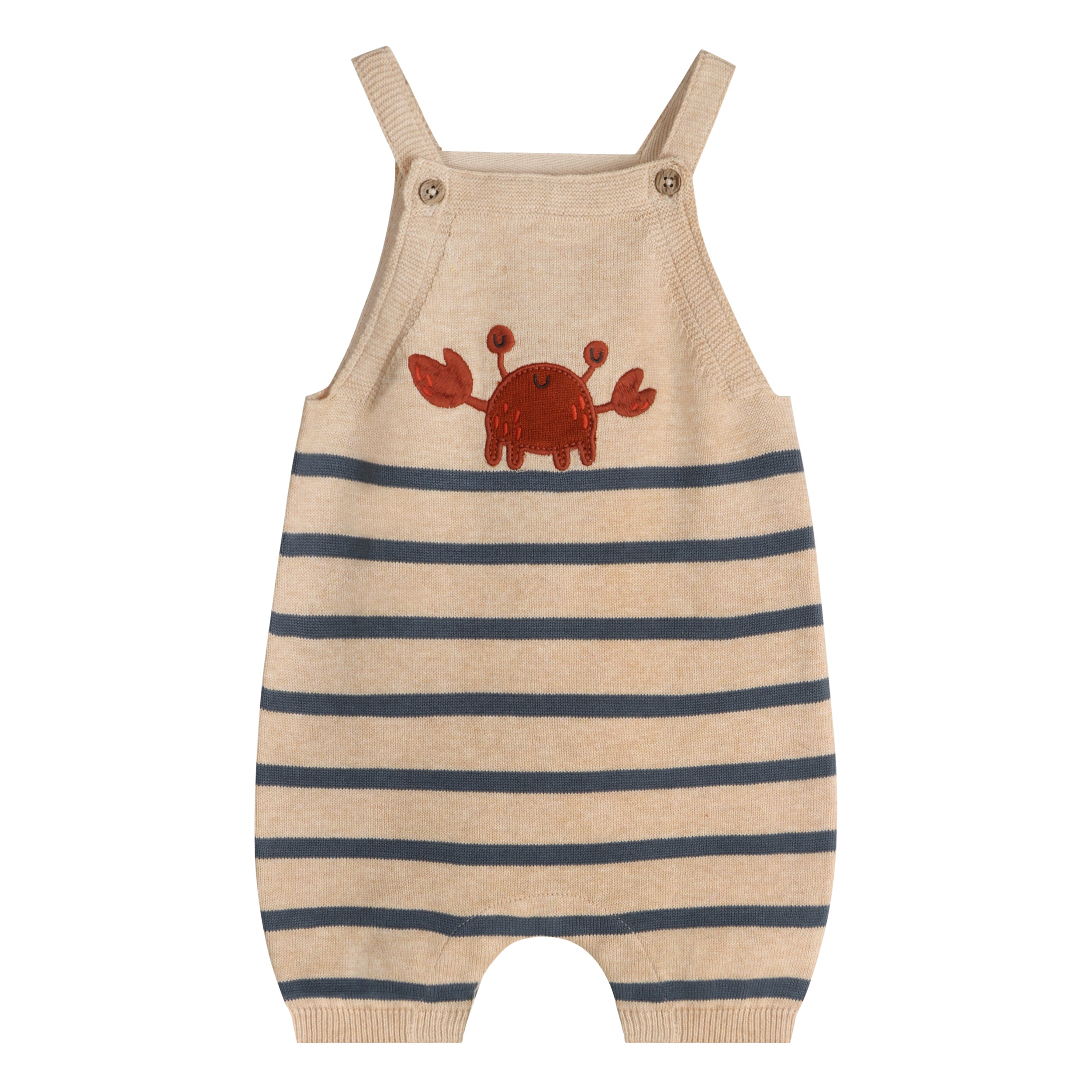 Crab Embroidered Knit Baby Romper Set (Organic Cotton)