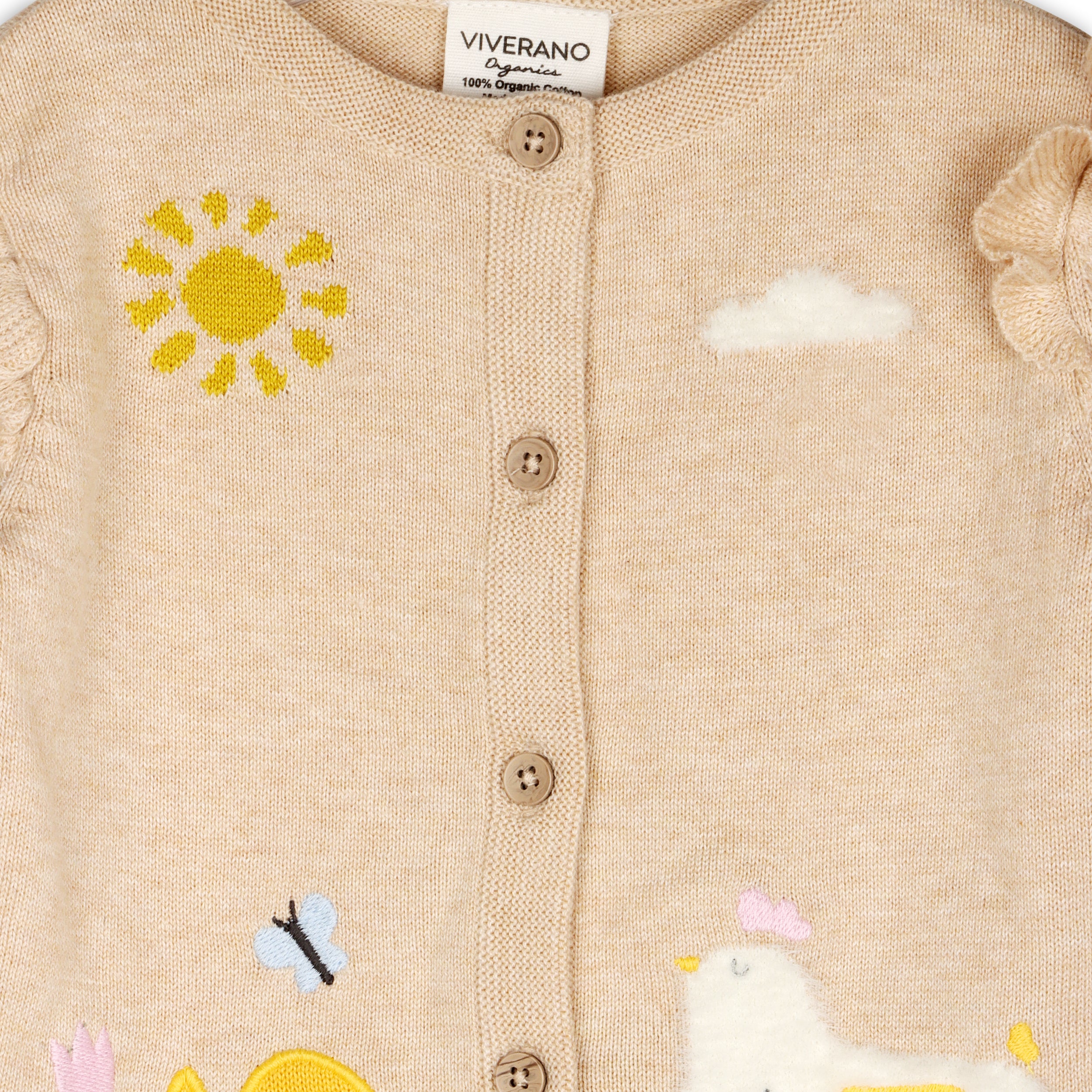 Chicken Little Embroidered Sweater Knit Baby Cardigan (Organic Cotton)