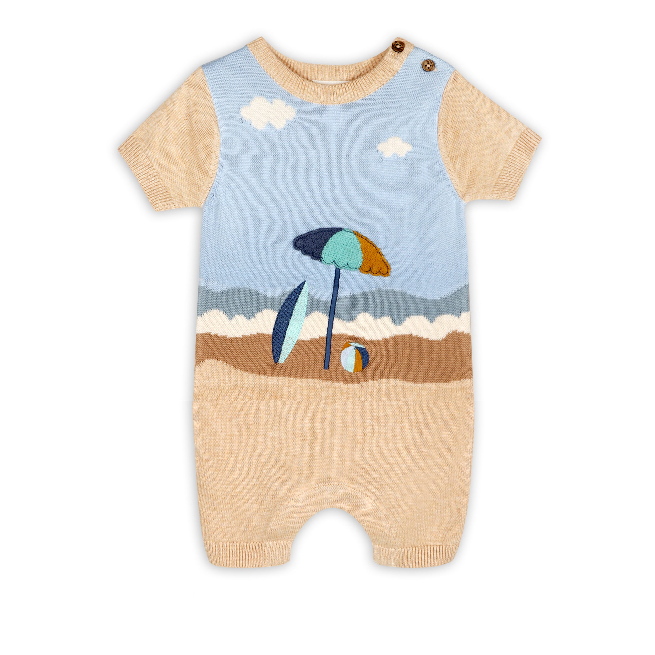 Beach Day Jacquard Knit Baby Romper (Organic Cotton)