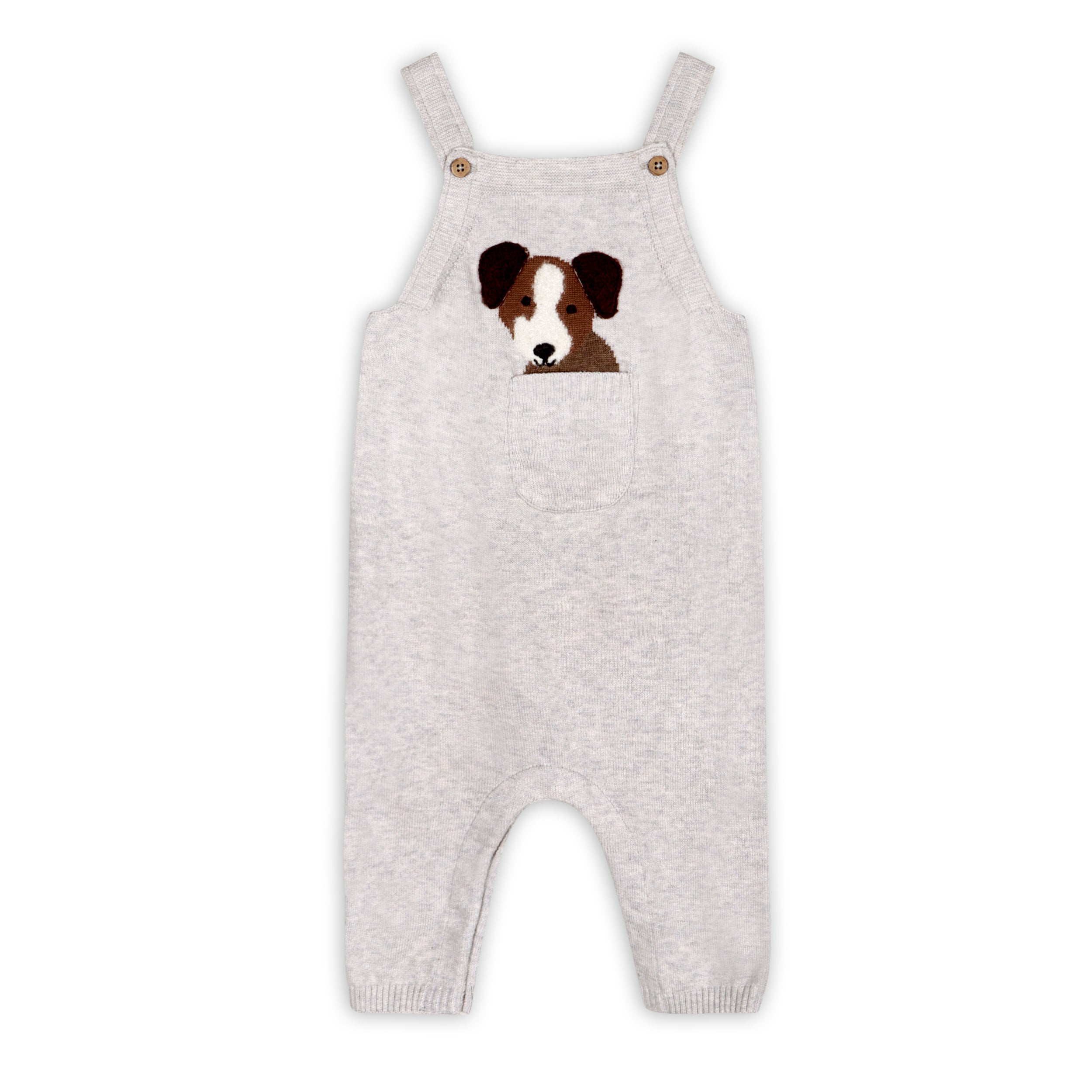 Puppy Dog 3D Pocket Sweater Knit Baby Overall SET (Organic Cotton)