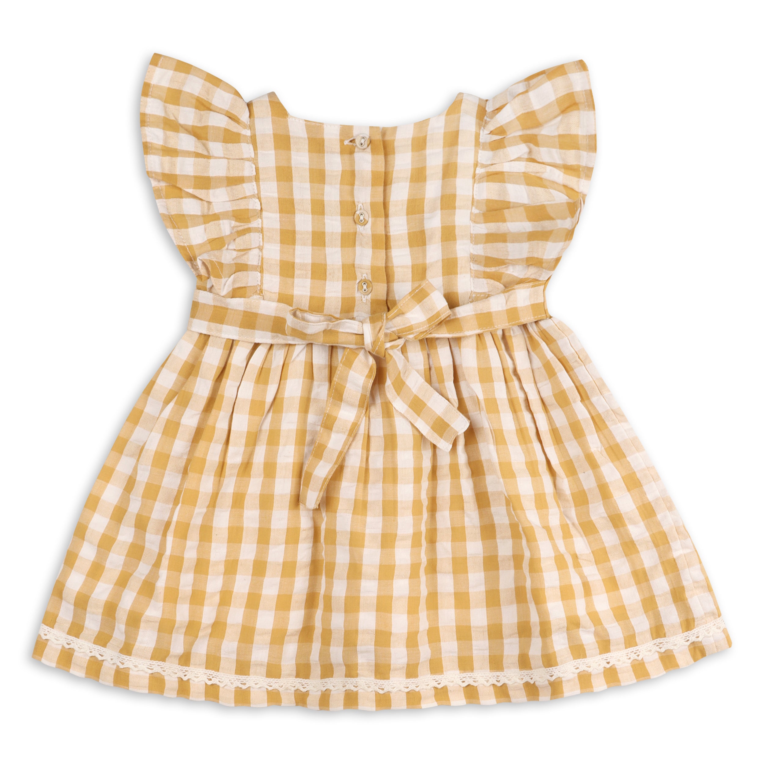 Alina Hand-smocked Seersucker Gingham Baby Dress + Bloomer (Organic Cotton)