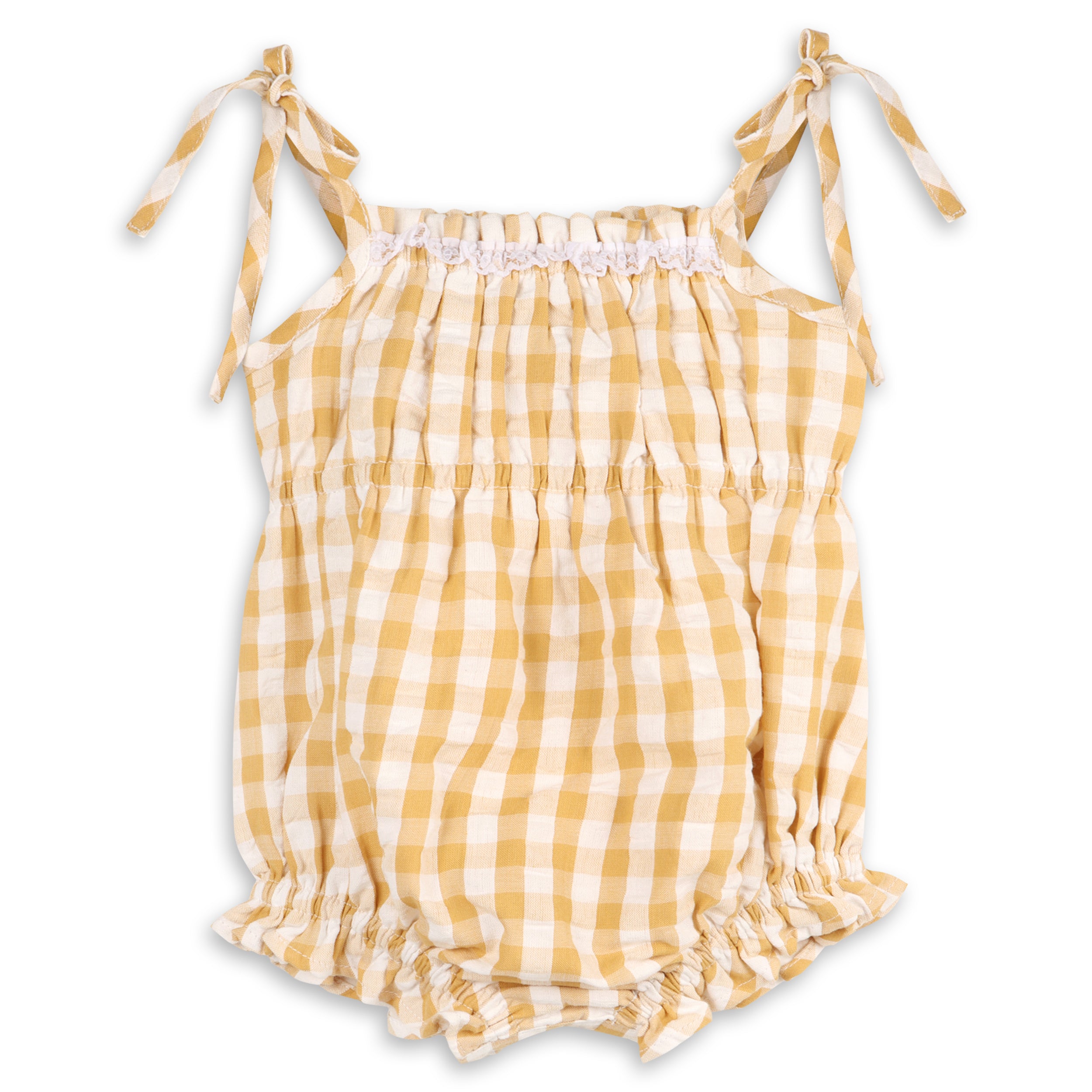 Lola Seersucker Gingham Baby Romper + Headband (Organic Cotton)