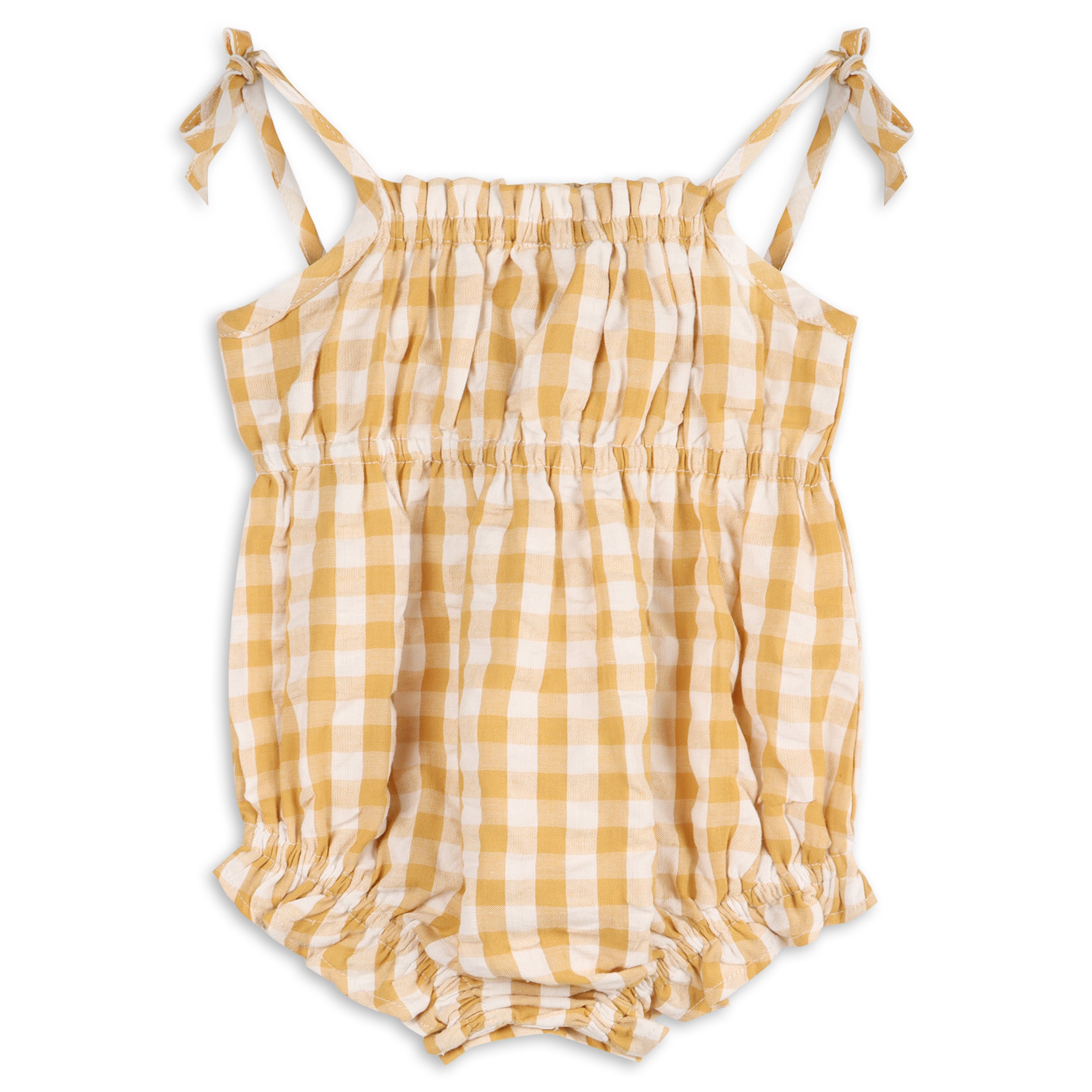 Lola Seersucker Gingham Baby Romper + Headband (Organic Cotton)