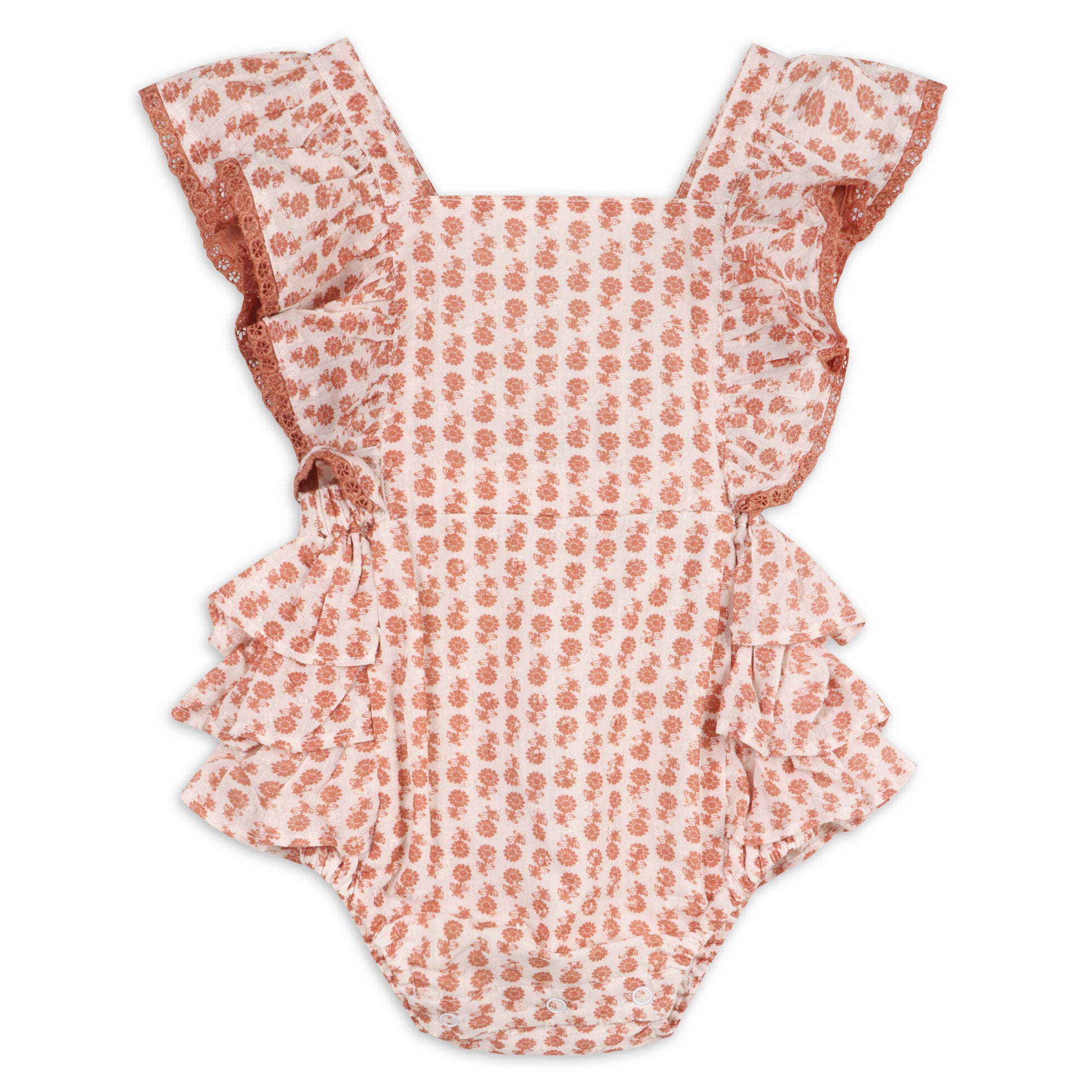 Vienna Floral Printed Dotted Dobby Baby Romper (Organic Cotton)