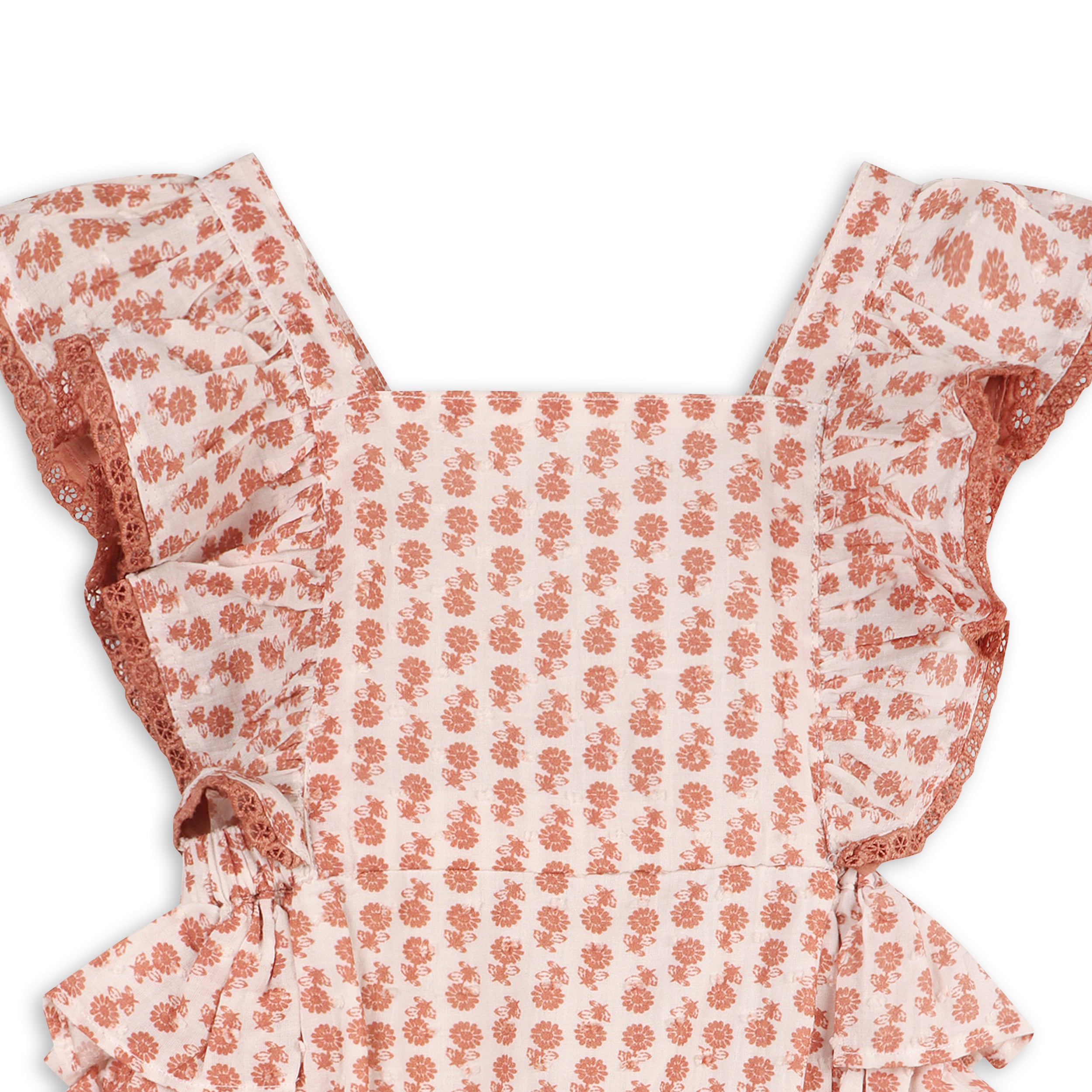 Vienna Floral Printed Dotted Dobby Baby Romper (Organic Cotton)