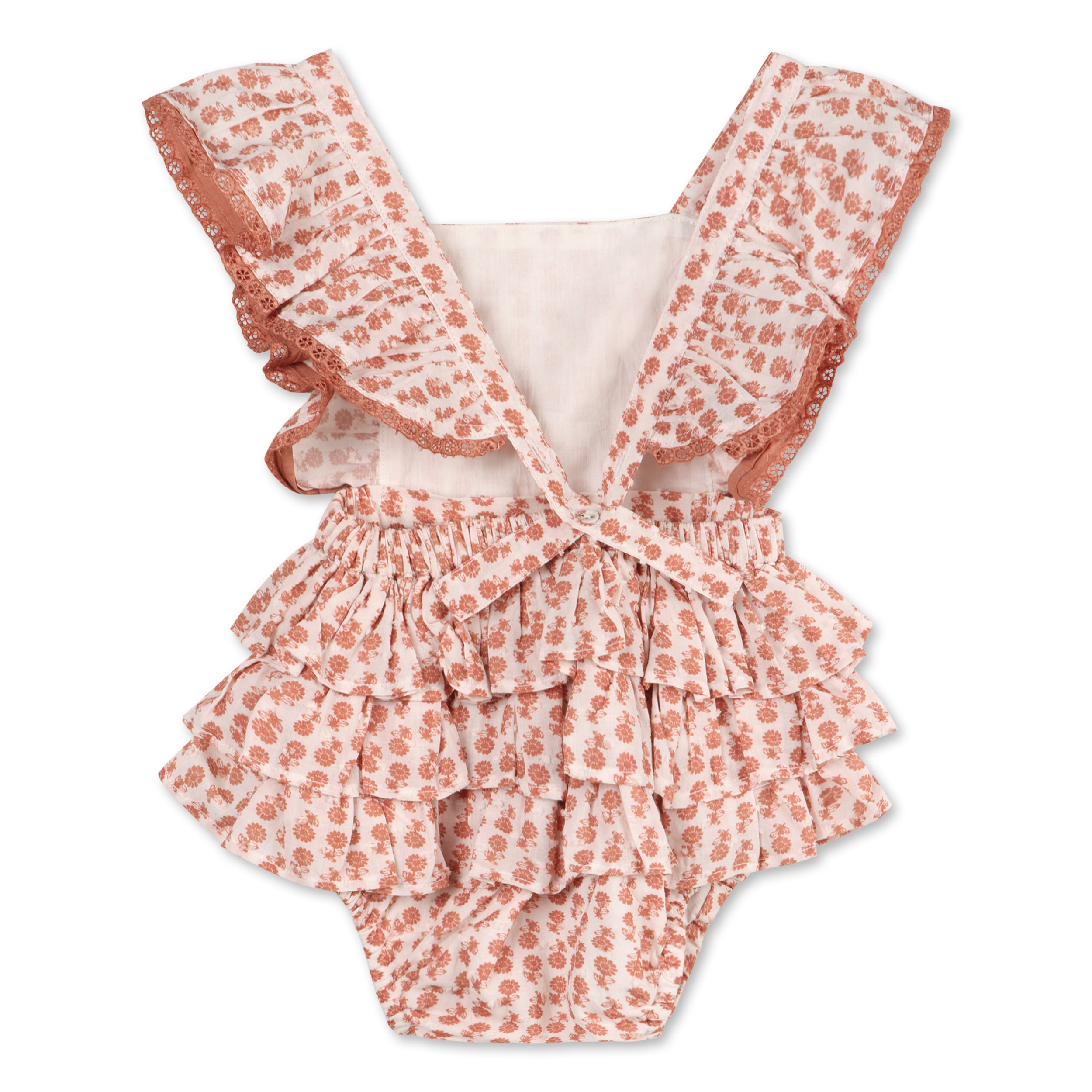 Vienna Floral Printed Dotted Dobby Baby Romper (Organic Cotton)