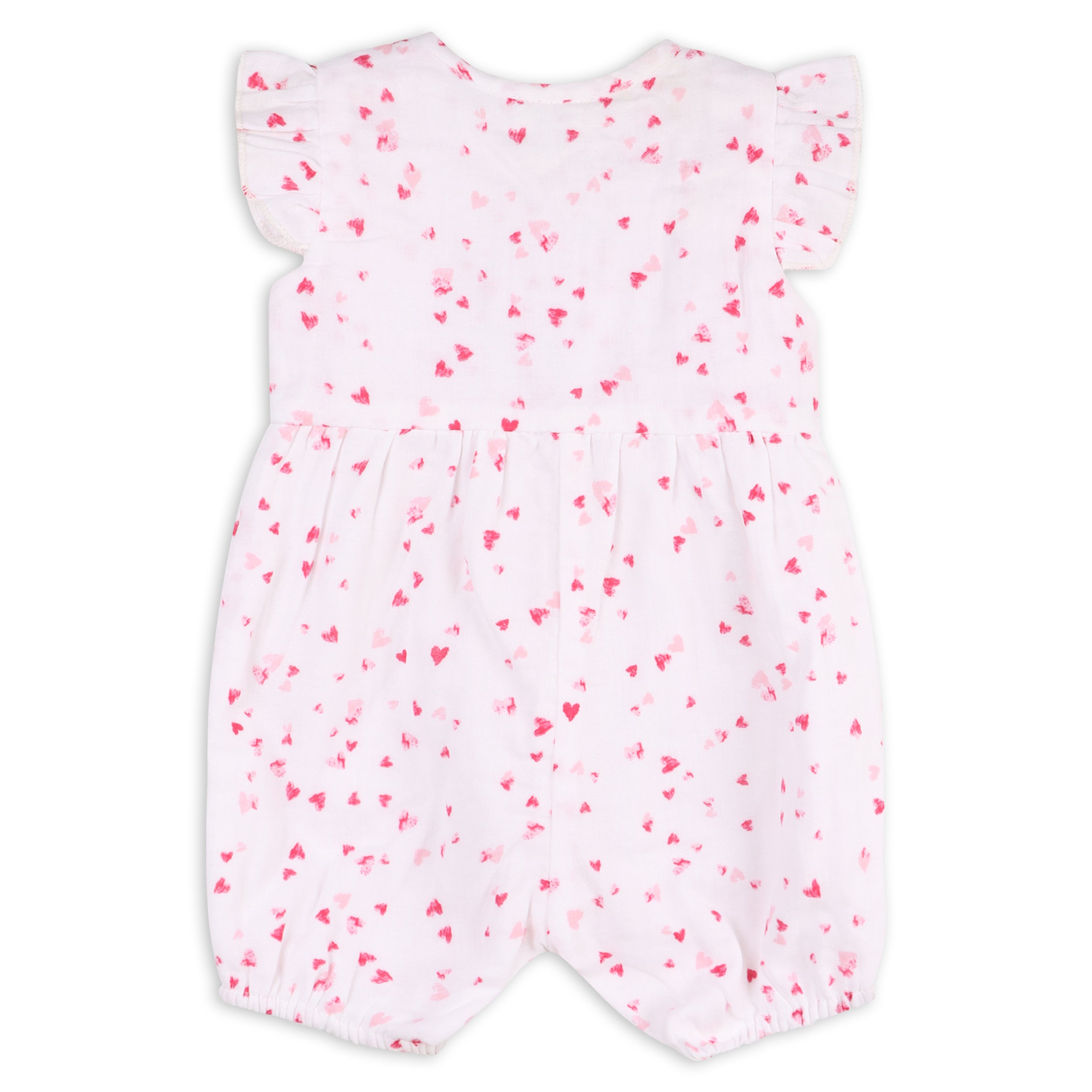 Dora Fluttering Hearts Bows Baby Romper (Organic Muslin)