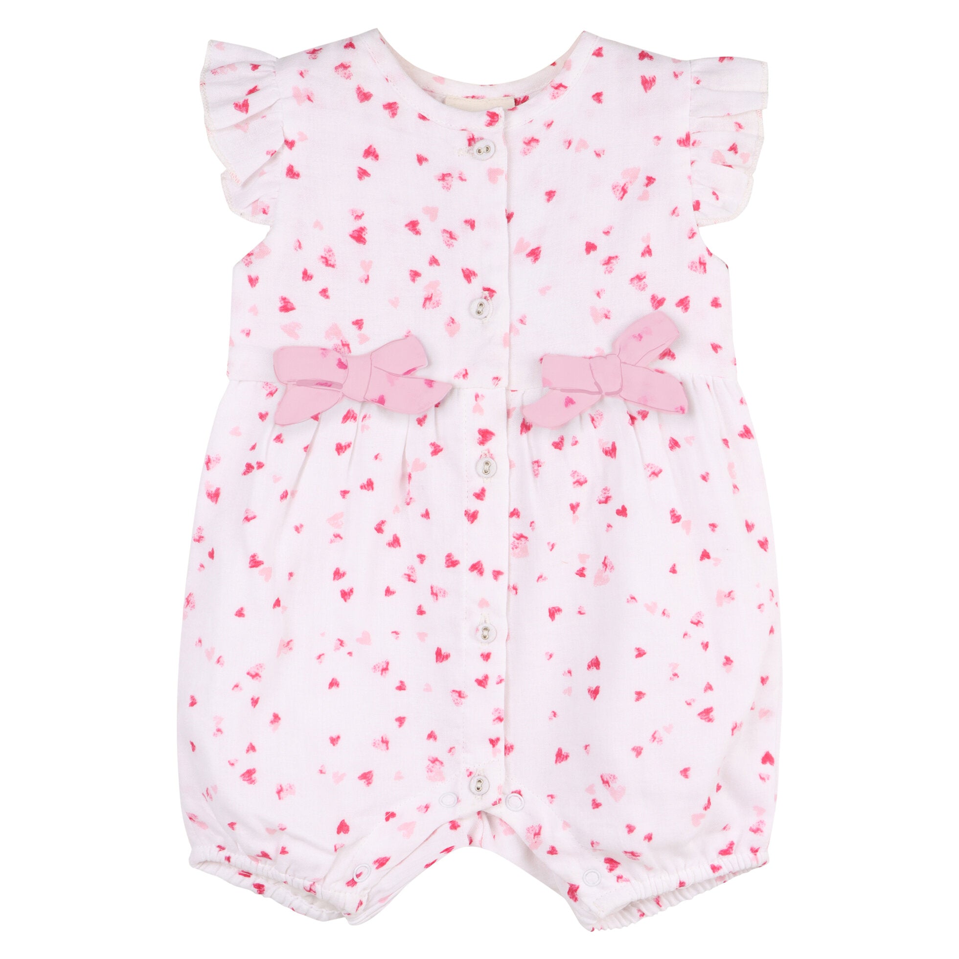 Dora Fluttering Hearts Bows Baby Romper (Organic Muslin)