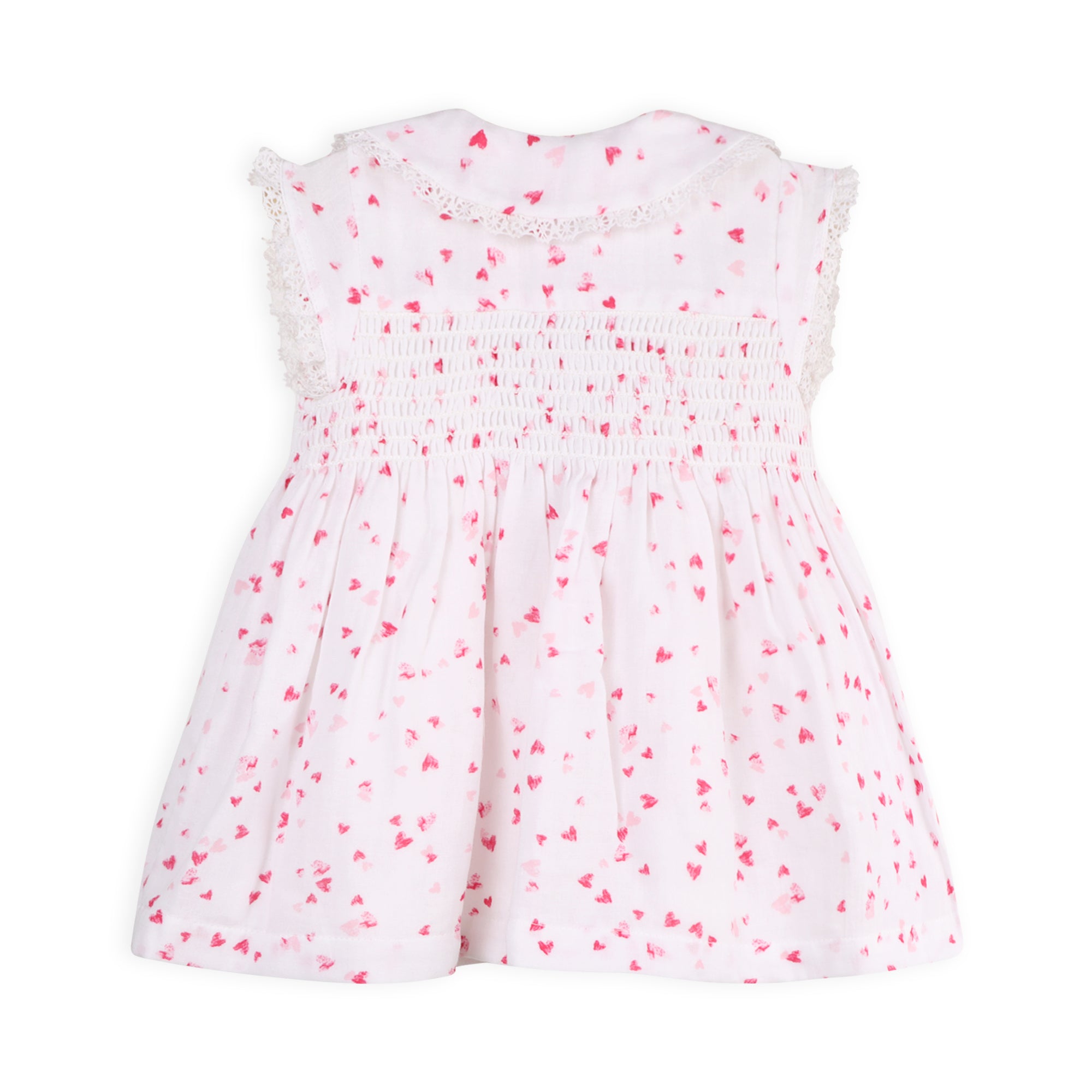 Nora Fluttering Hearts Smocked Baby Dress + Bloomer (Organic Muslin)