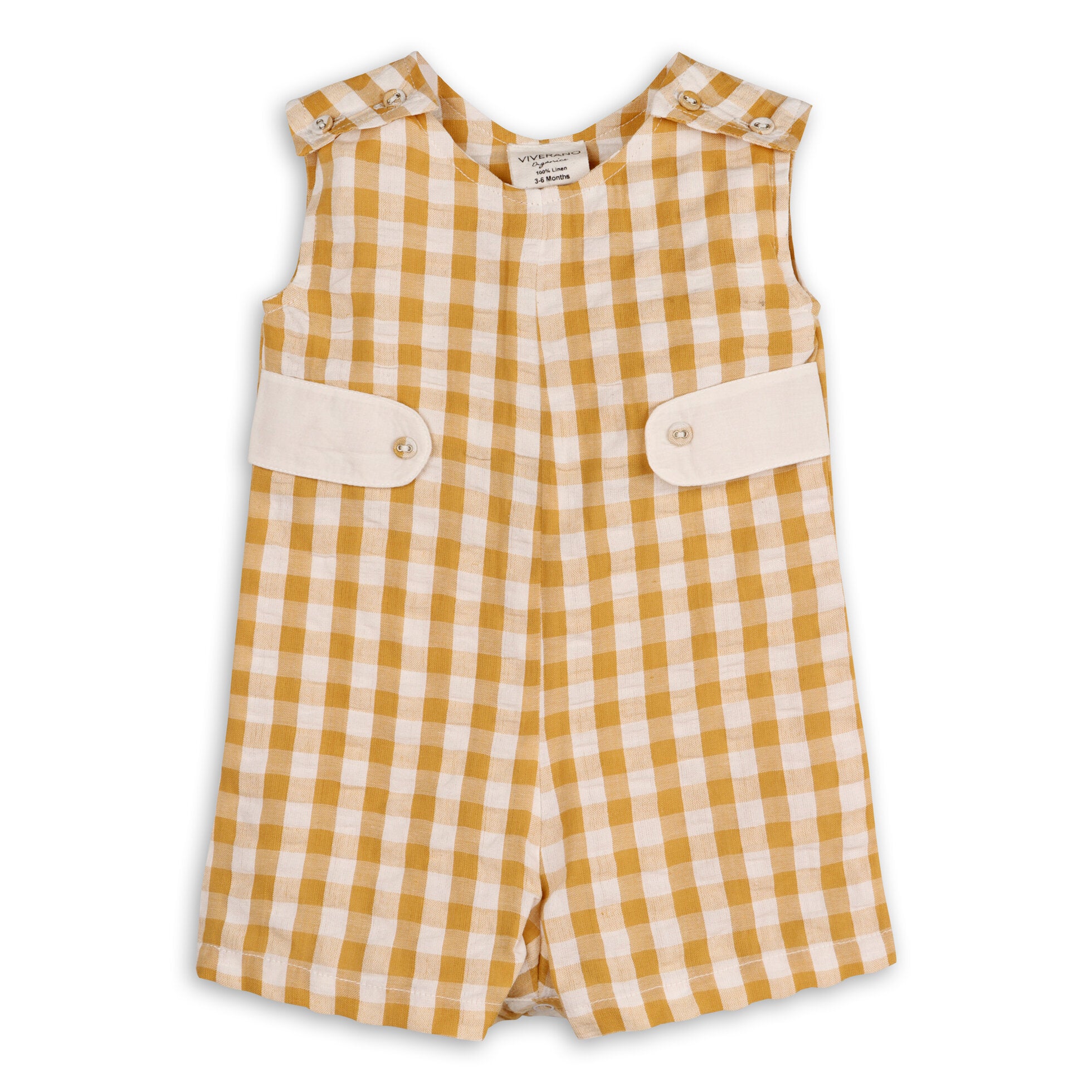 Charlie Seersucker  Gingham Short Baby Romper (Organic Cotton)