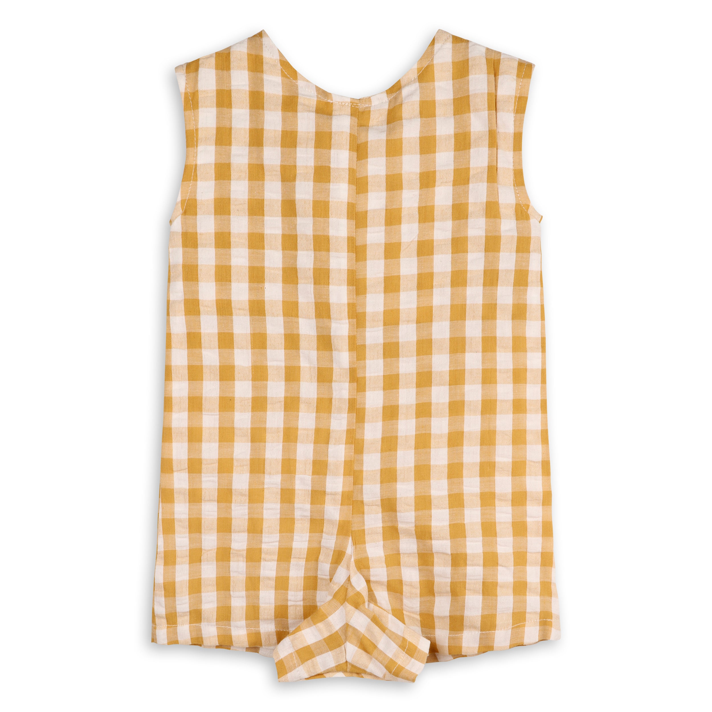 Charlie Seersucker Gingham Short Baby Romper (Organic Cotton)