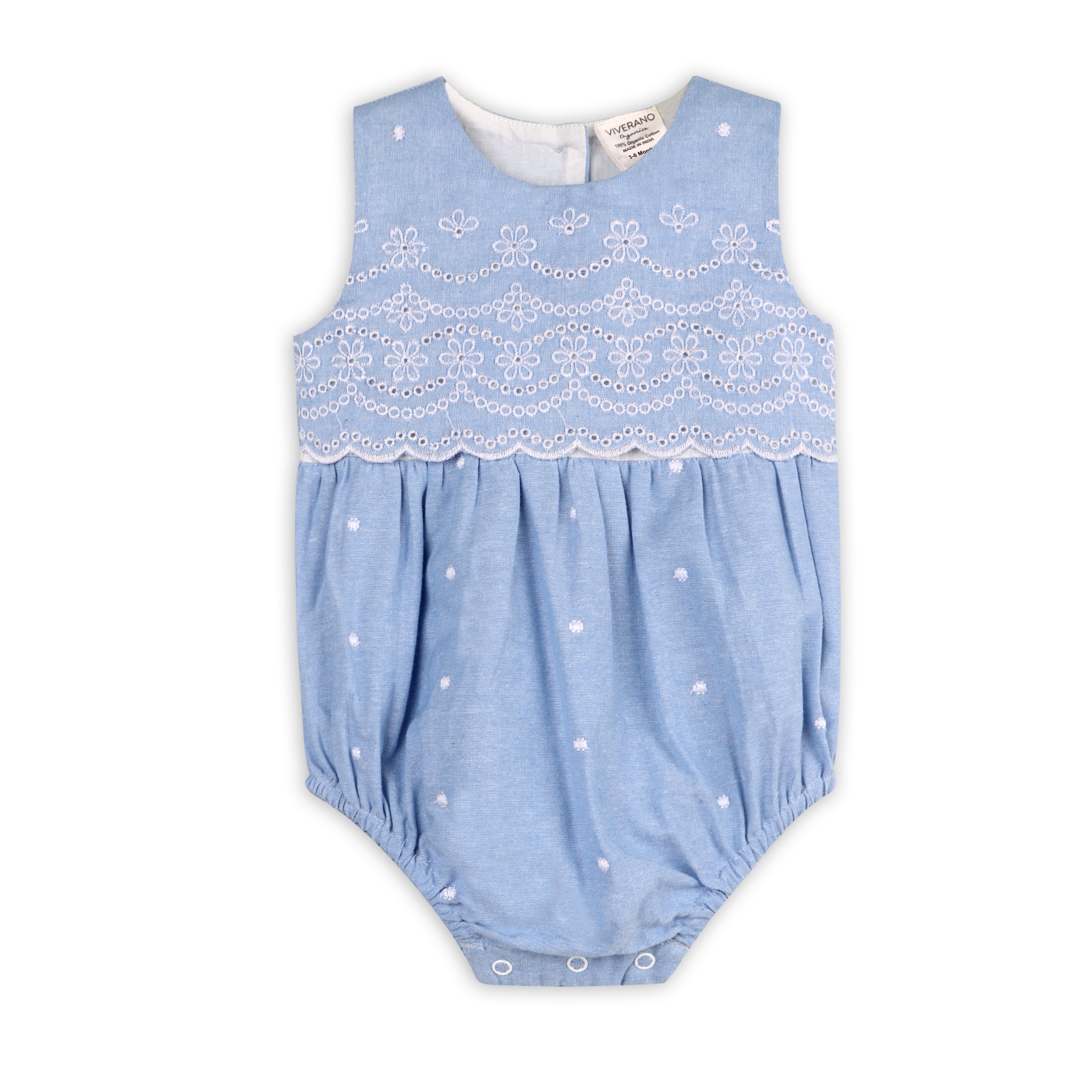 Kaia Chambray Bubble Baby Romper + Headband (Organic Cotton)