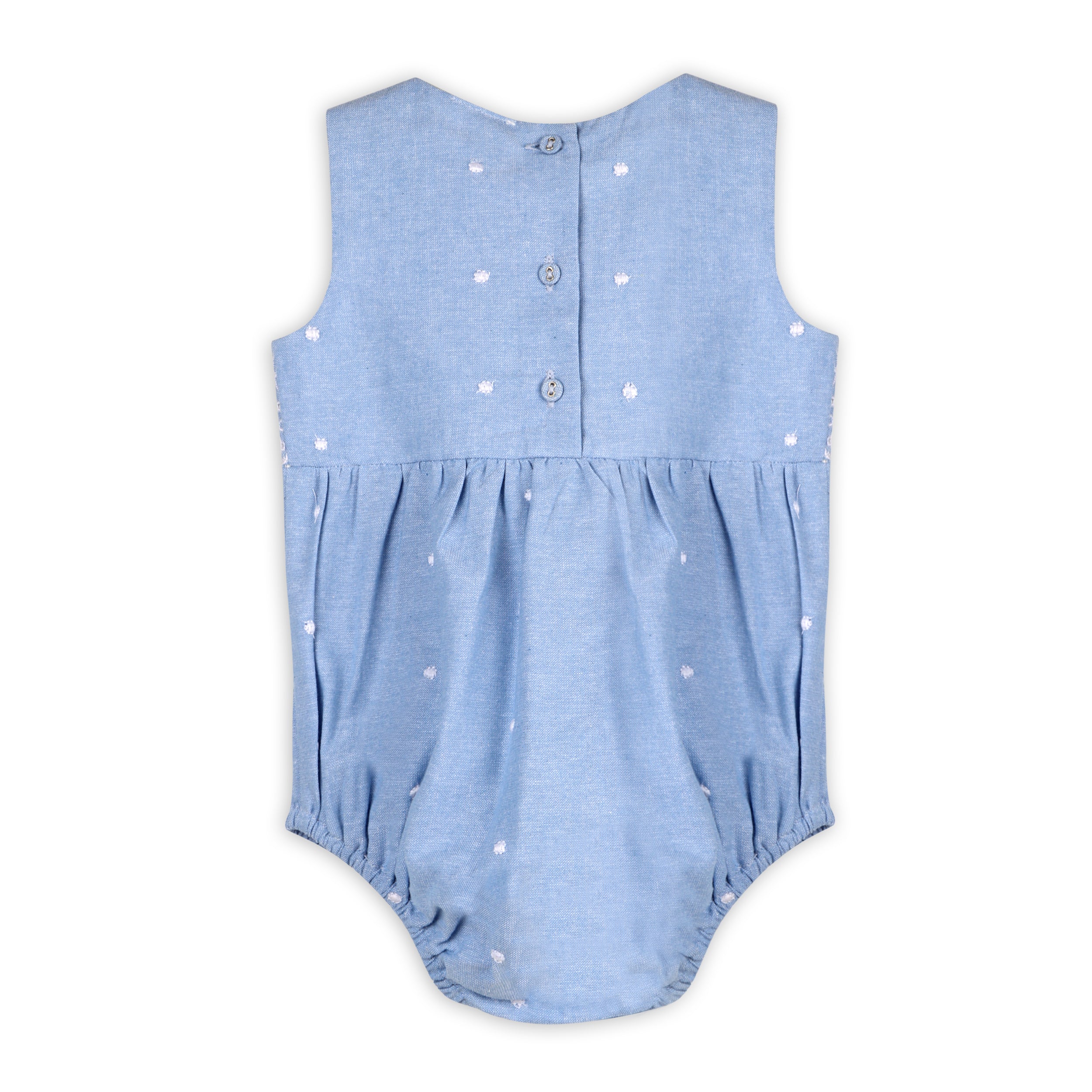 Kaia Chambray Bubble Baby Romper + Headband (Organic Cotton)