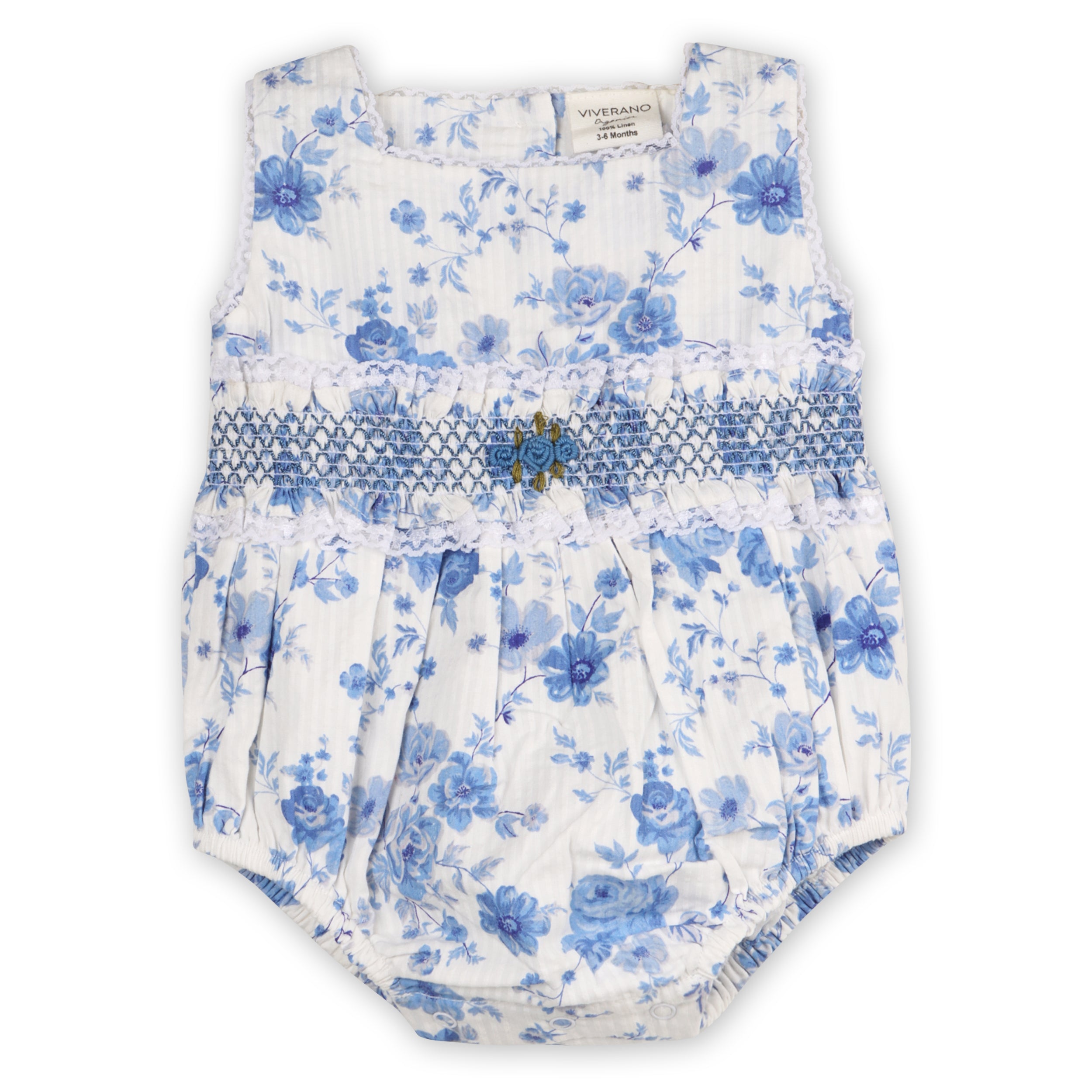 Capri Seersucker Baby Bubble Romper + Headband (Organic Cotton)