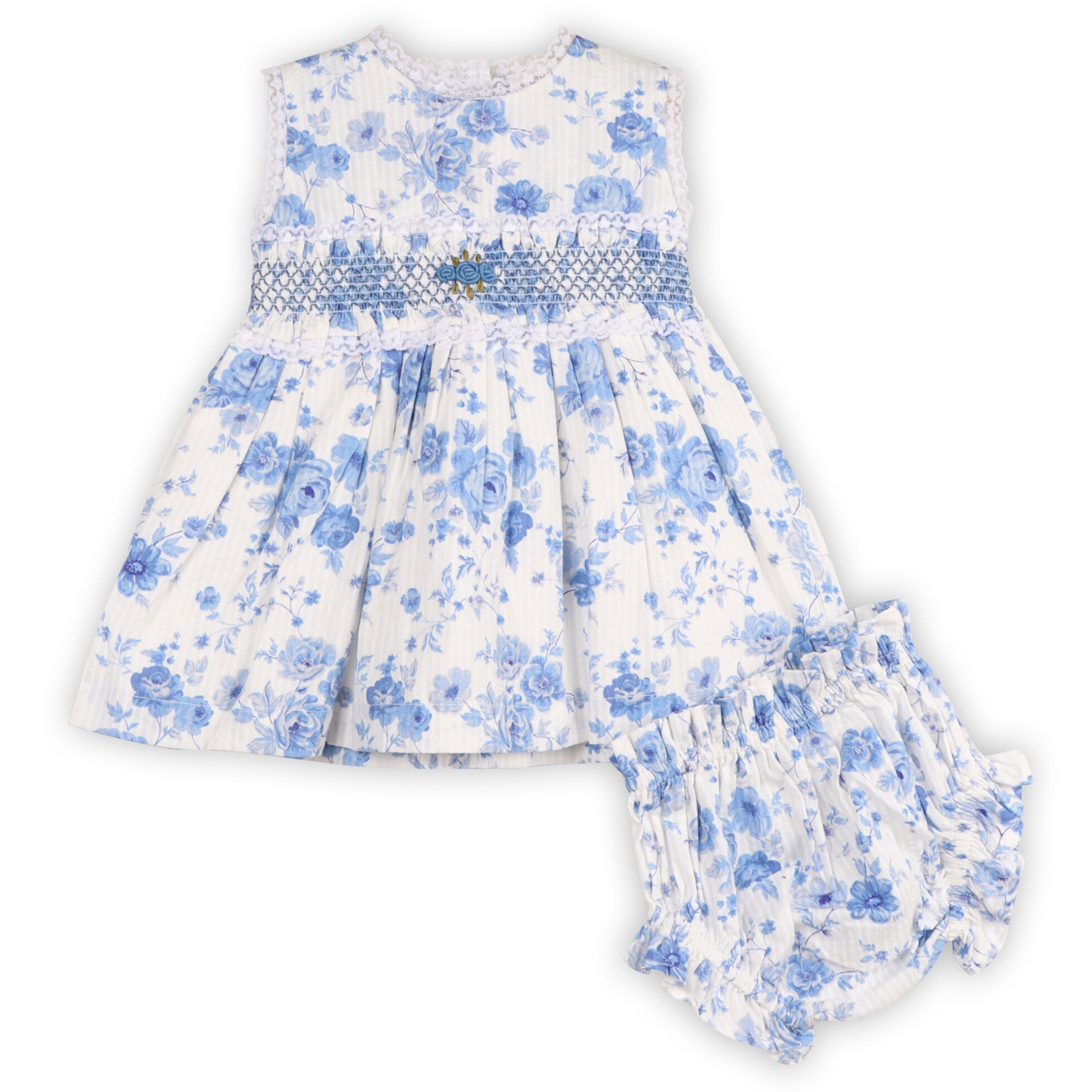 Ellison Rose Floral Smocked Baby Dress + Bloomer (Organic Cotton)