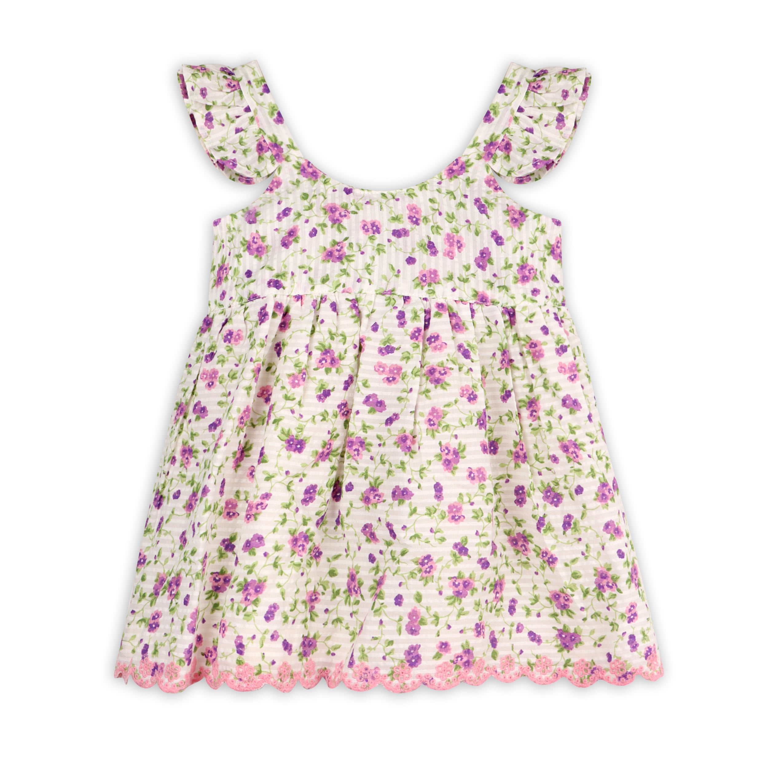 Naomi Seersucker Baby Dress + Bloomer (Organic Cotton)