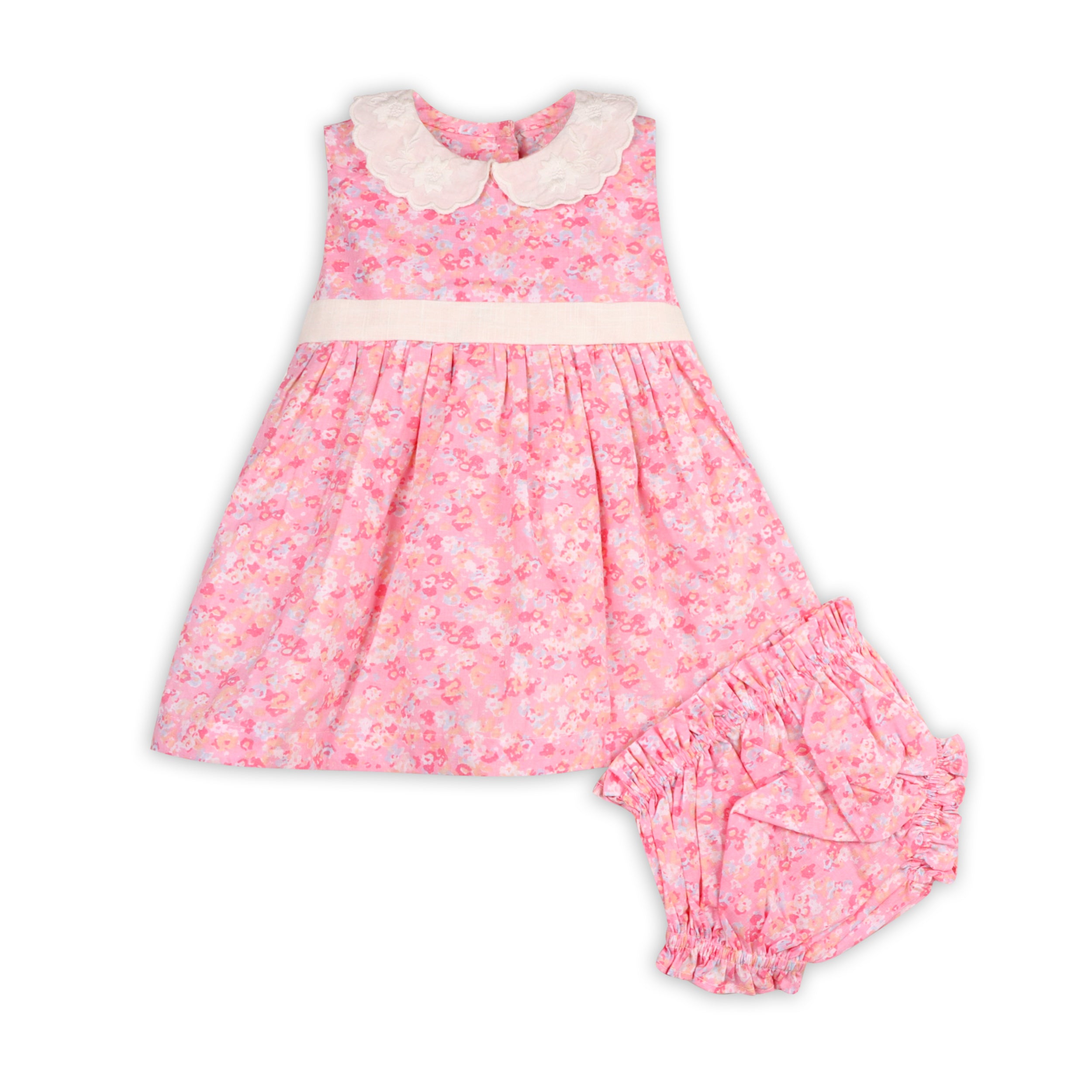 Mavis Floral Back Tie Baby Dress + Bloomer (Organic Cotton)