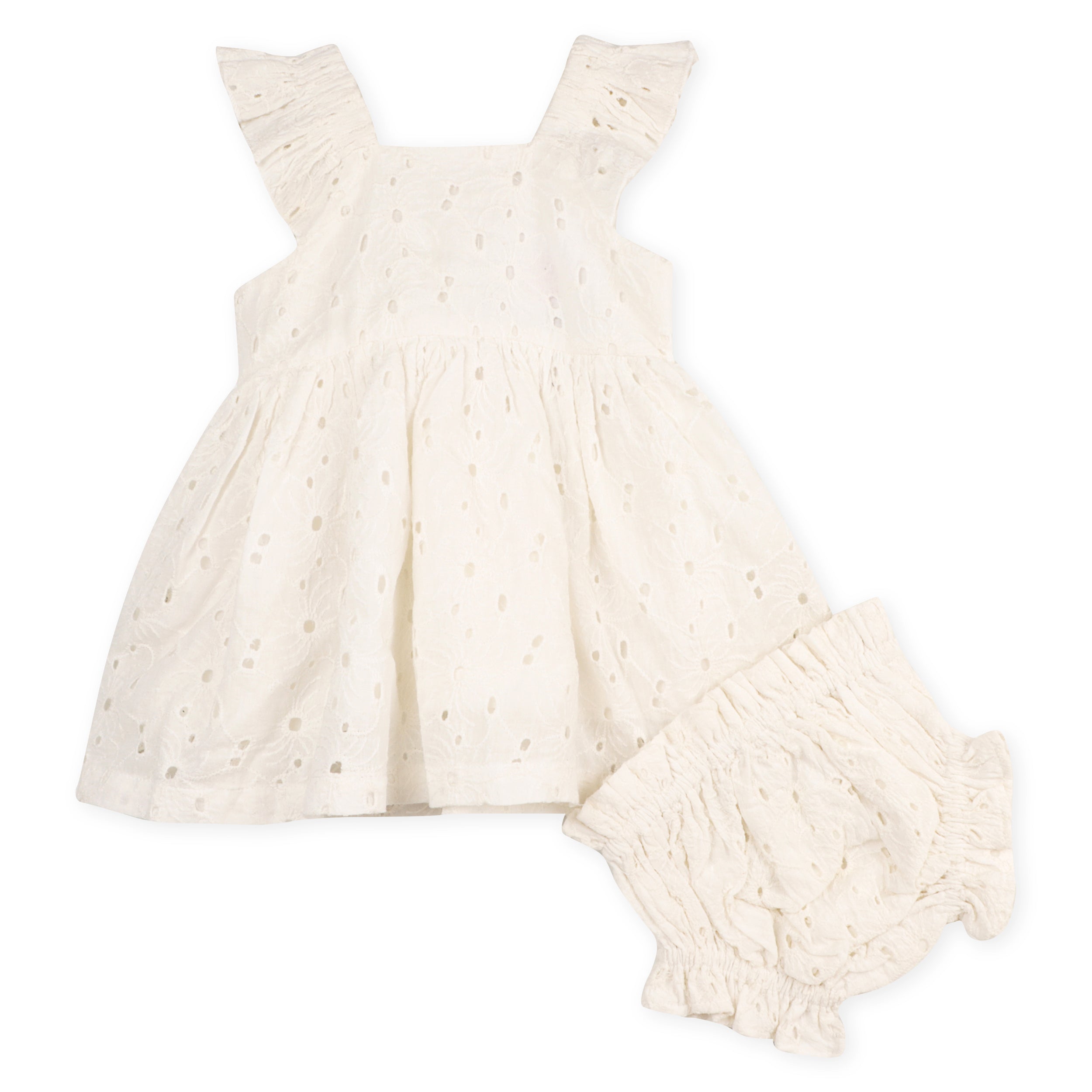 Lily Schiffli Floral Eyelet Baby Girl Dress & Bloomer Set (Organic cotton)