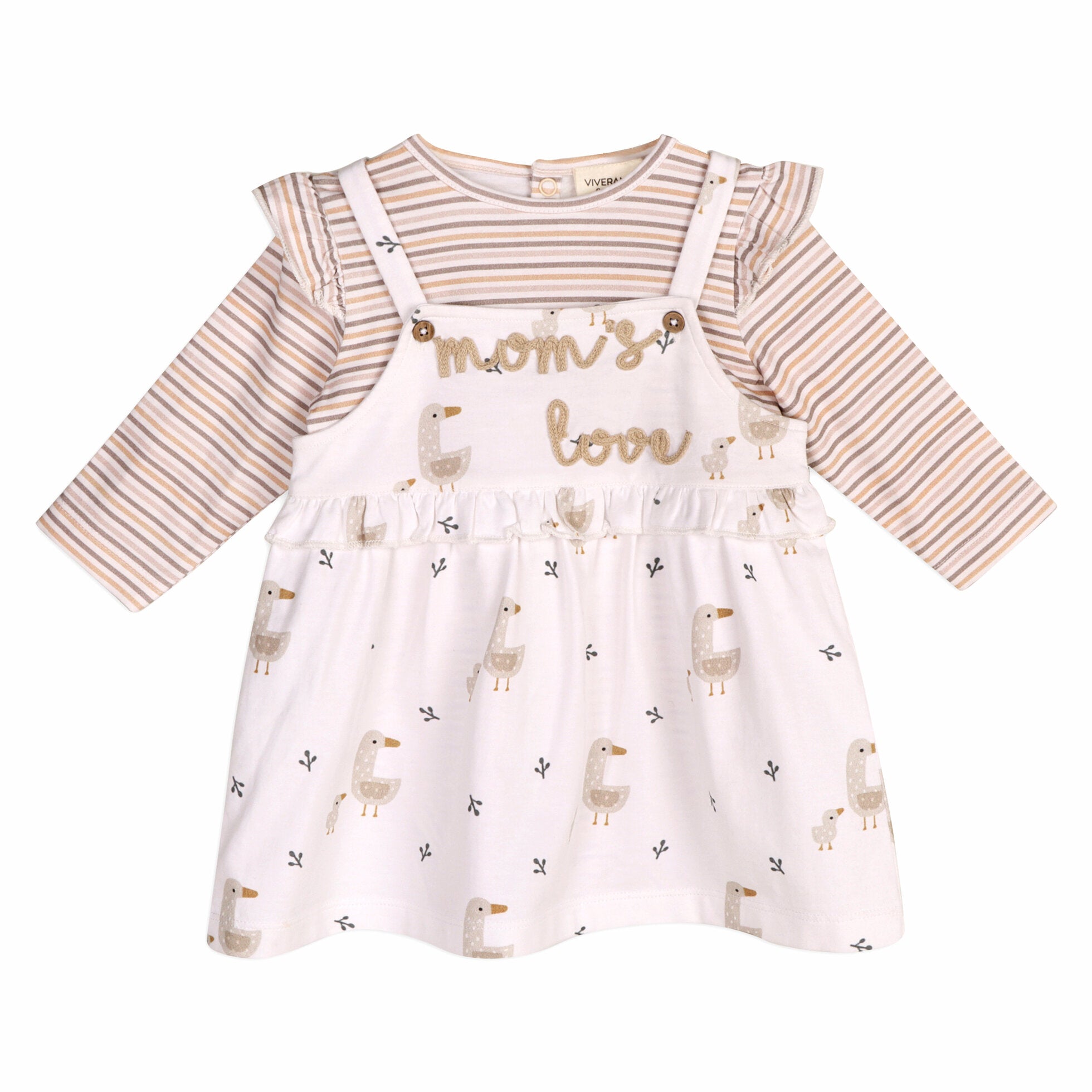 Duck Mommy & Me Embroidered Baby Dress & Bodysuit Set (Organic Jersey)