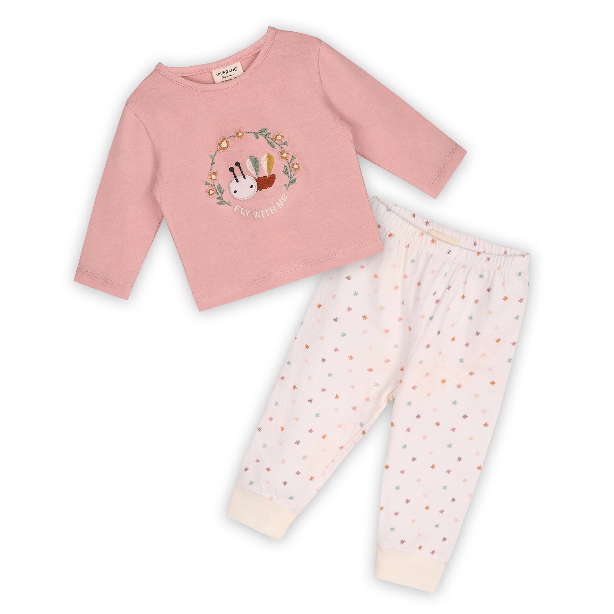 Bee Embroidered Baby Shirt & Pant SET (Organic Cotton)