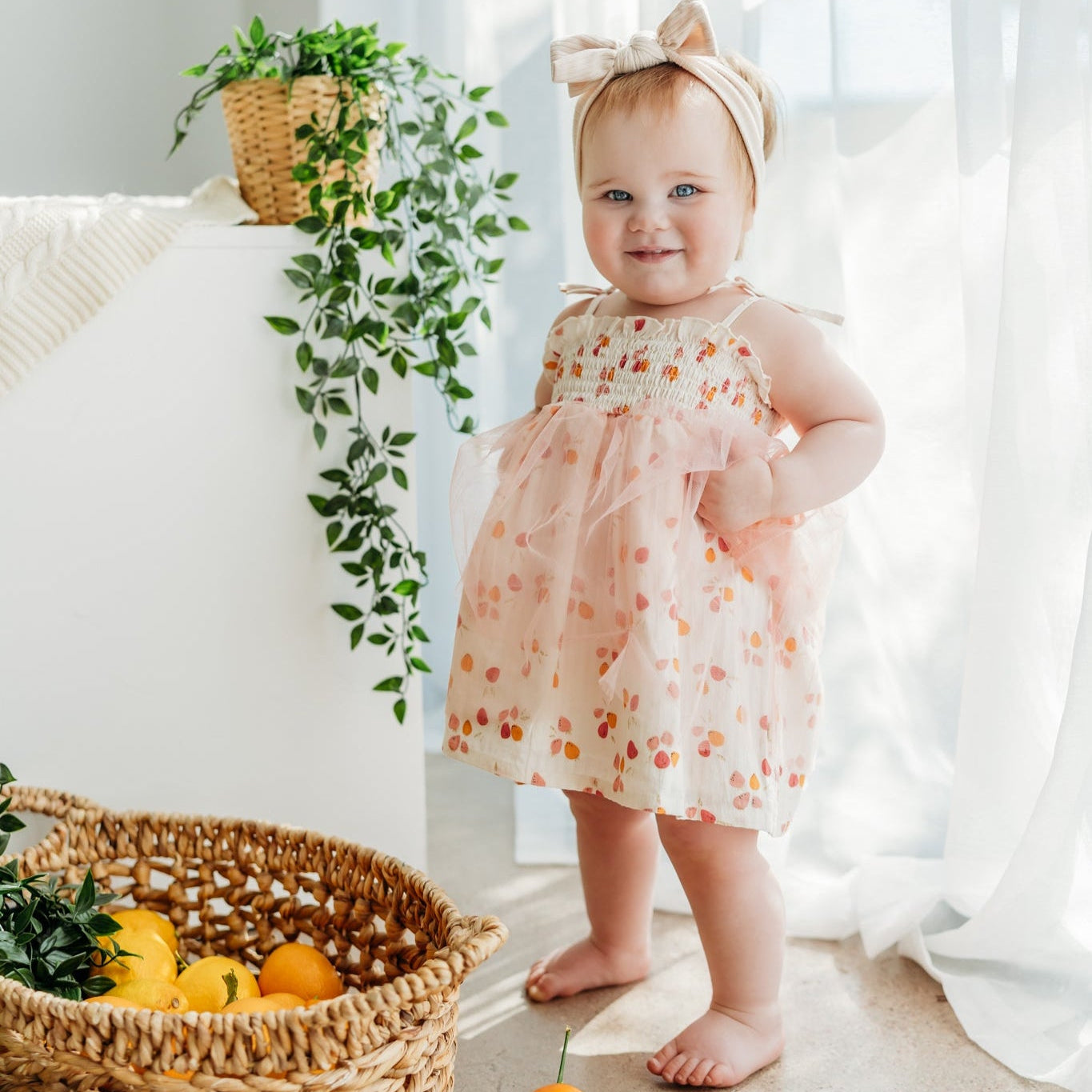 Taya Fruit Smocked Baby Tutu Dress + Bloomer (Organic Cotton)