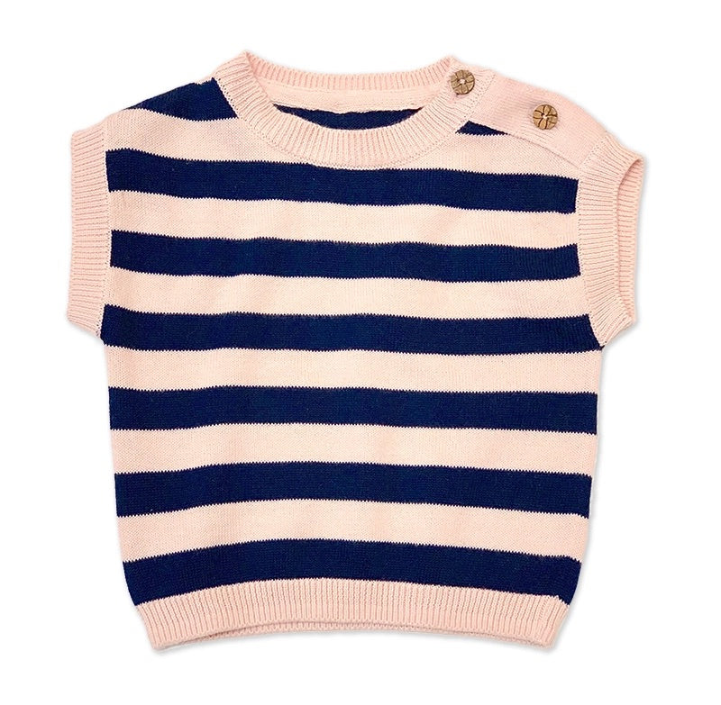 Milan Knit Navy Stripe Short Sleeve Box Tee (Organic)