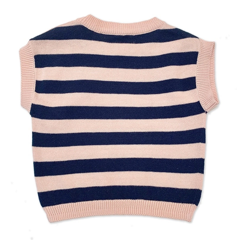 Milan Knit Navy Stripe Short Sleeve Box Tee (Organic)
