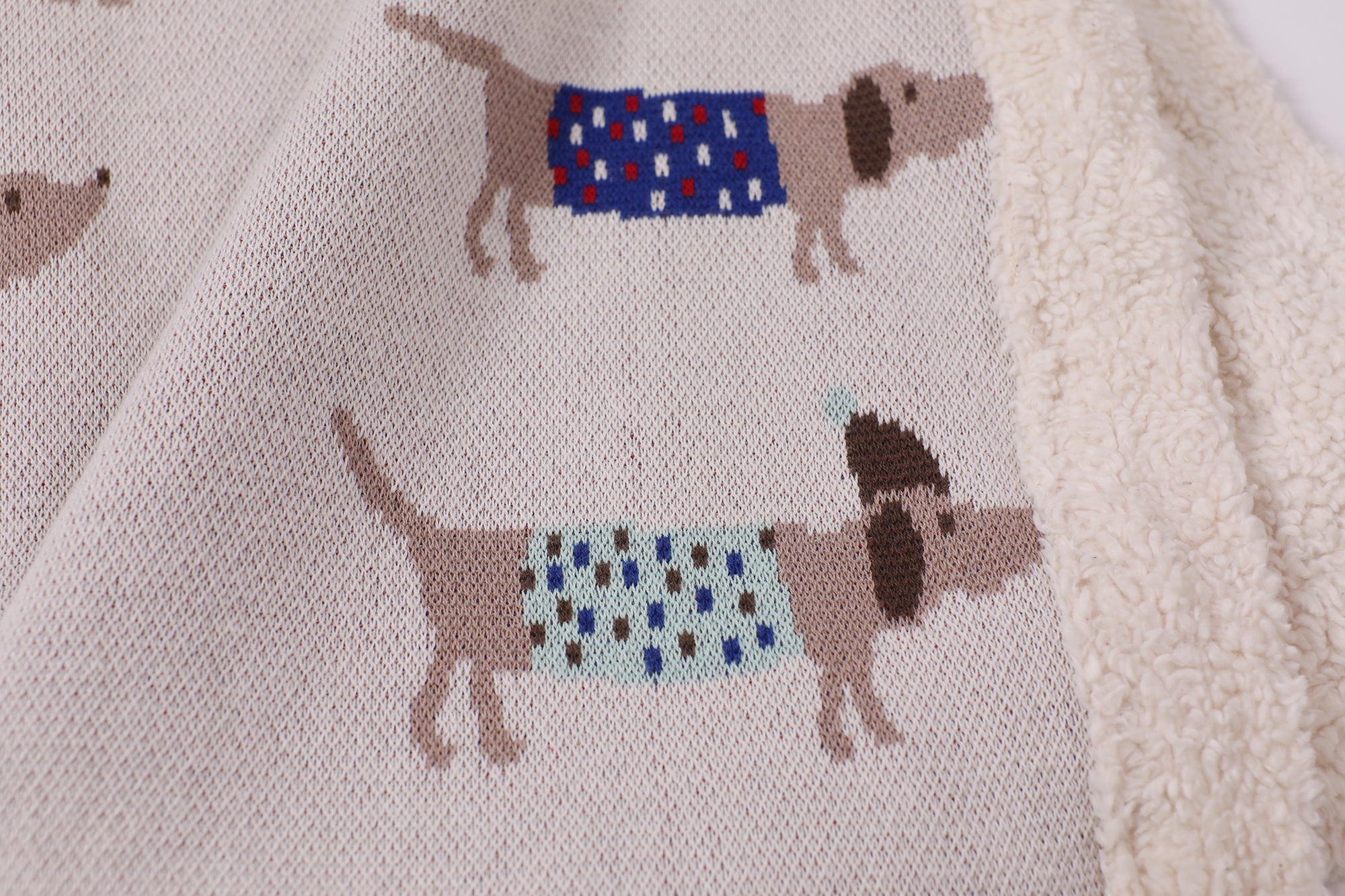 Dachshund Dog Cozy Sherpa Jacquard Knit Baby Blanket (Organic)