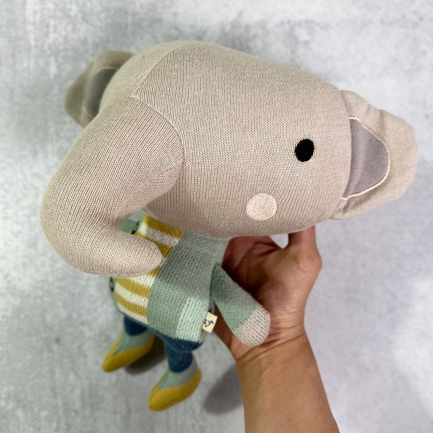 Harper Elephant Organic Cotton Hand Knit Stuffed Animal Baby Toy