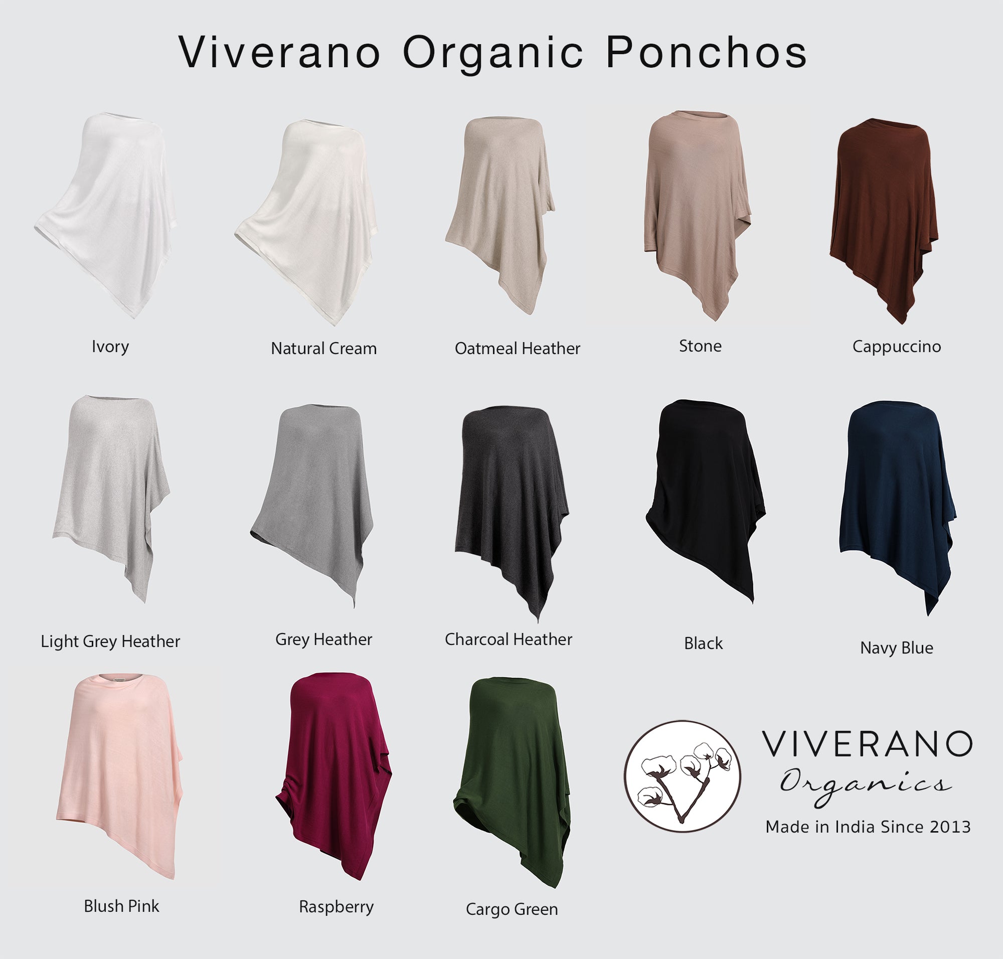 Viverano Women's Classic Organic Cotton Knit Poncho Wrap