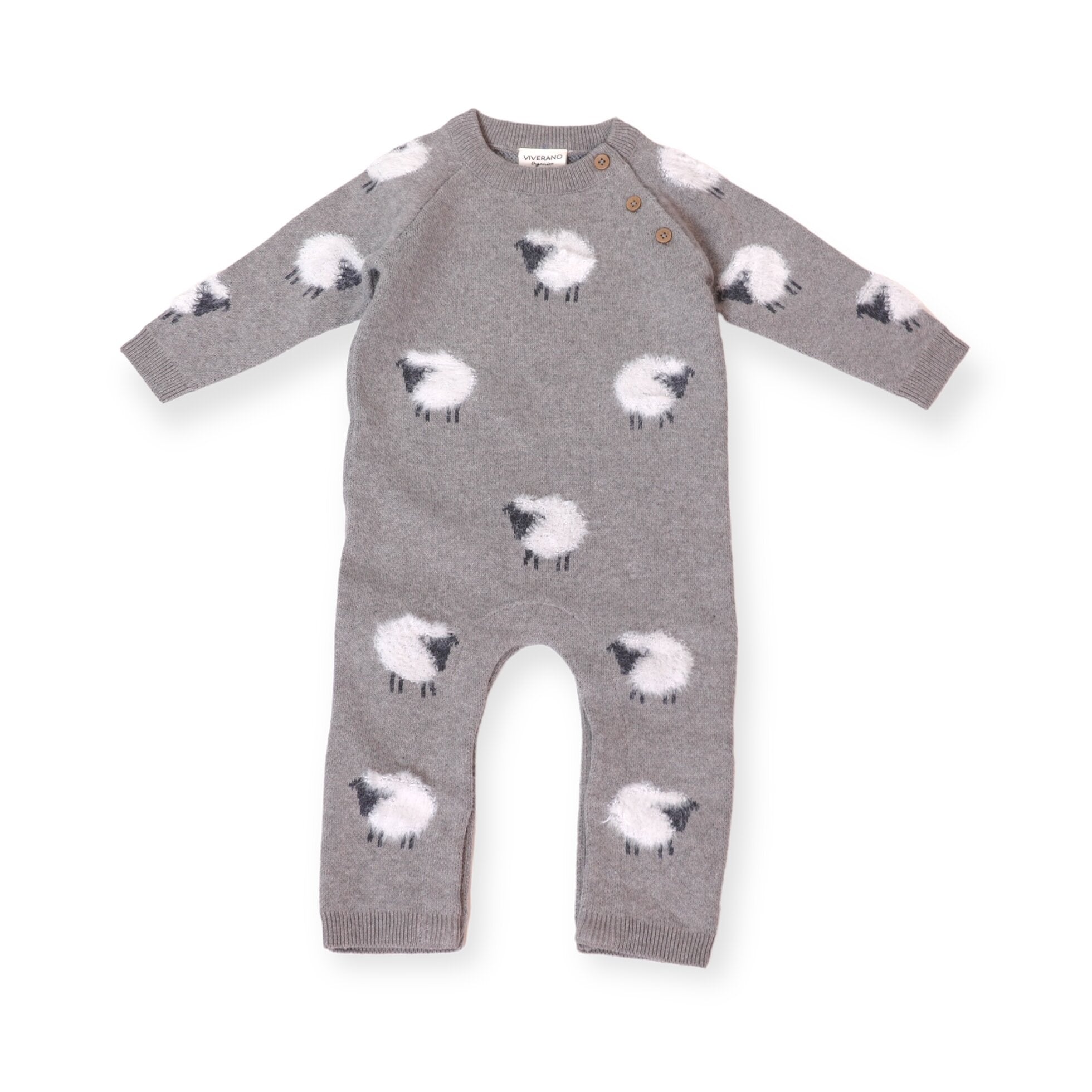 Furry Sheep Jacquard Sweater Knit Baby Jumpsuit