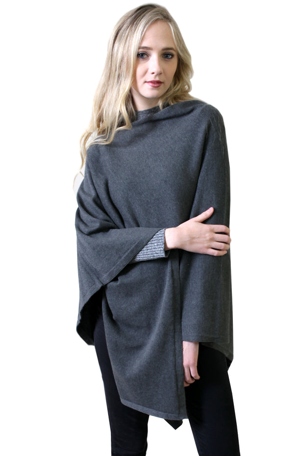 Loving Thread Organic Cotton Knit Poncho Wrap by Viverano