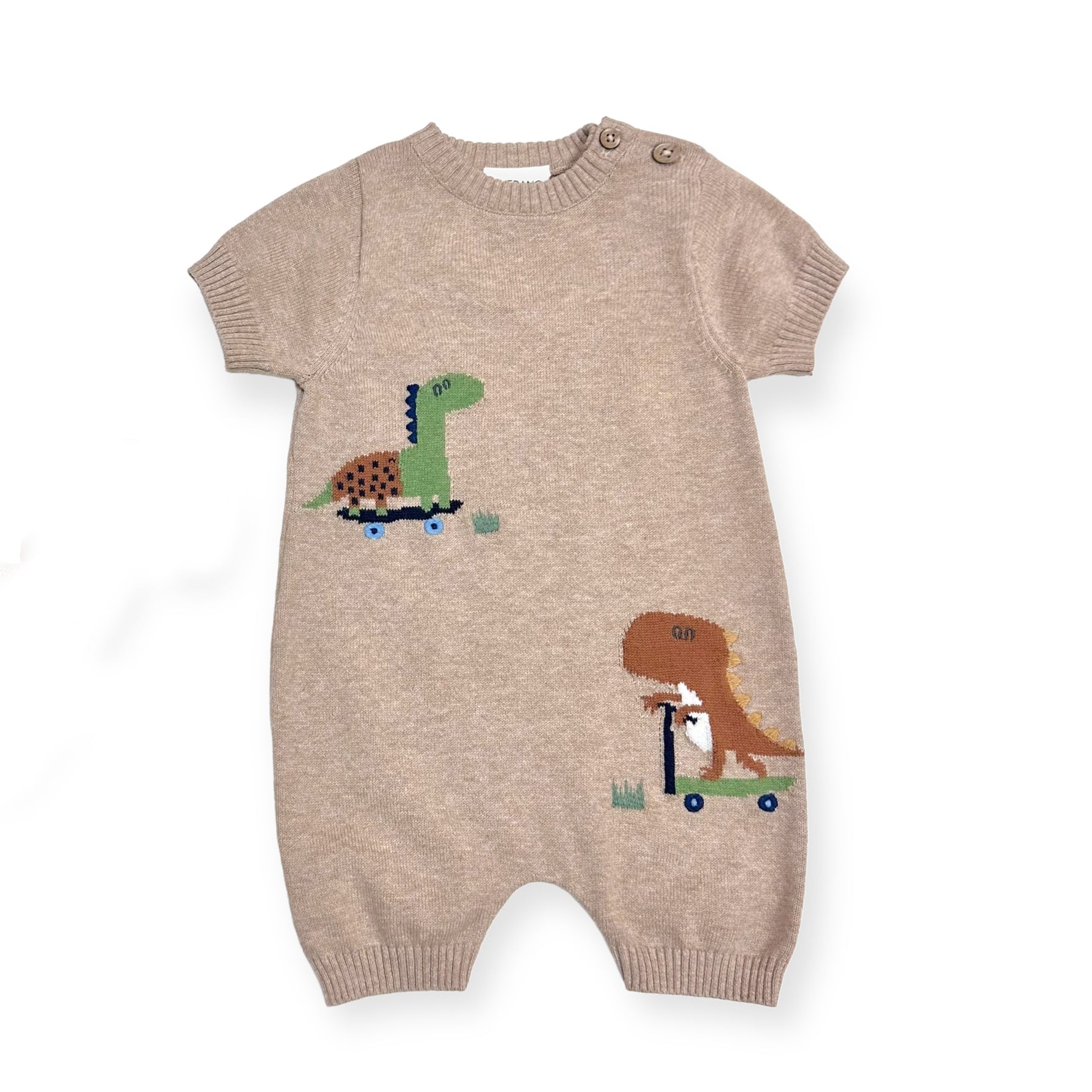 Dino Skater Jacquard Knit Baby Romper (Organic Cotton)