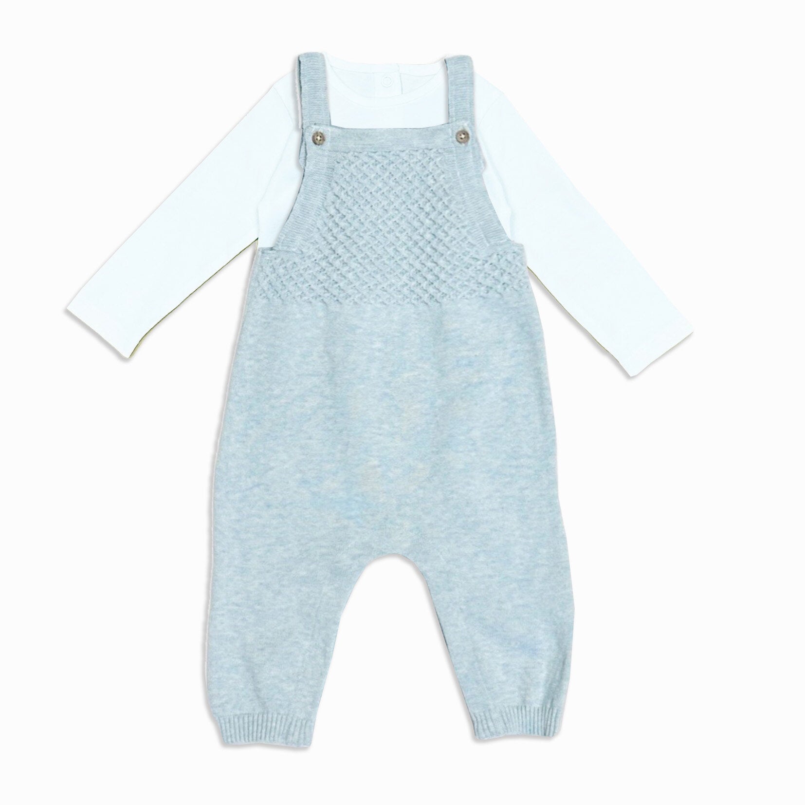 Sleeveless Sweater Knit Baby Overall & Bodysuit SET (Organic Cotton)