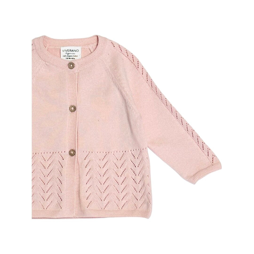 Pointelle Sweater Knit Baby Cardigan (Organic Cotton)