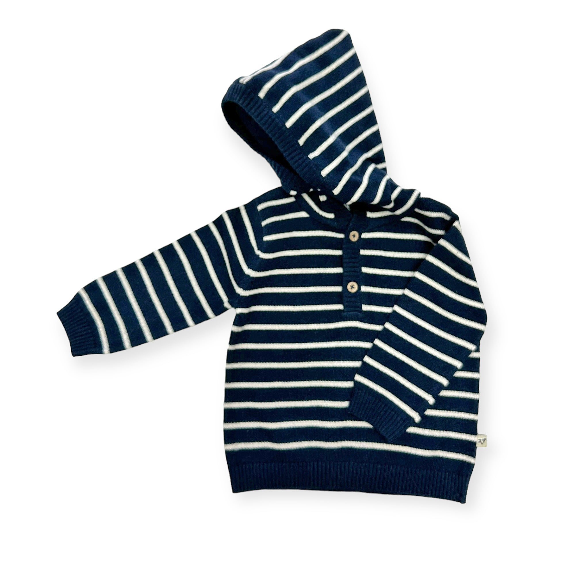Stripe Hooded Sweater Knit Baby Pullover 