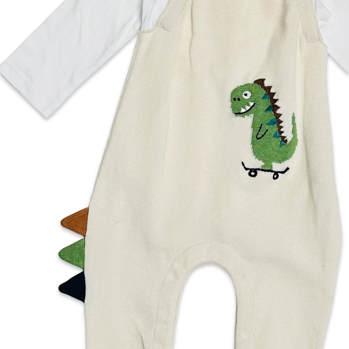 Dino Jacquard Knit Baby Overall & Bodysuit Set (Organic Cotton)