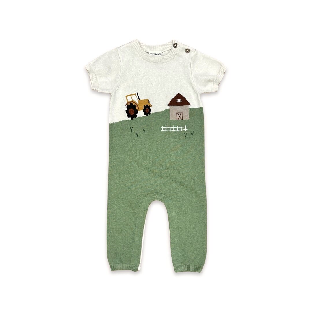 Farm Jacquard Knit Baby SS Jumpsuit (Organic Cotton)