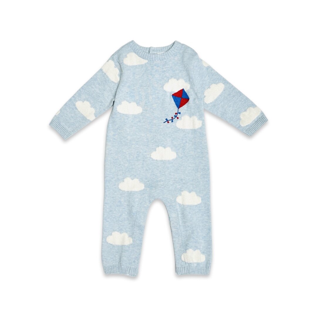 Clouds & Kite Jacquard Knit Baby Jumpsuit (Organic Cotton)