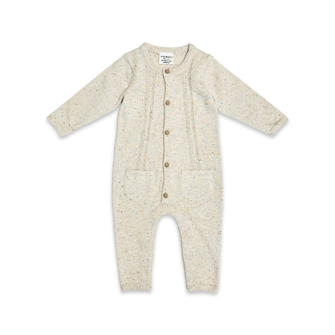 Pointelle Knit 2 Pocket Baby Jumpsuit (Organic Cotton) 