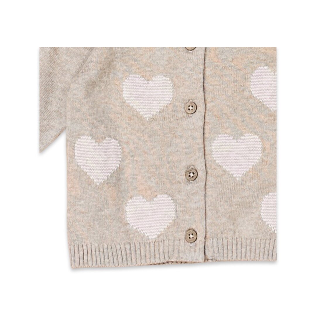 Hearts Jacquard Knit Baby Cardigan (Organic Cotton)