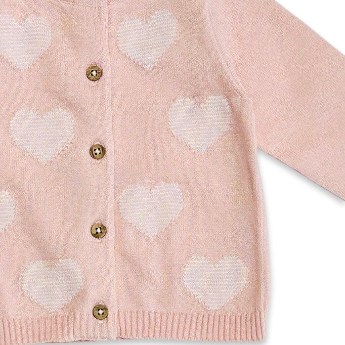 Hearts Jacquard Knit Baby Cardigan (Organic Cotton)